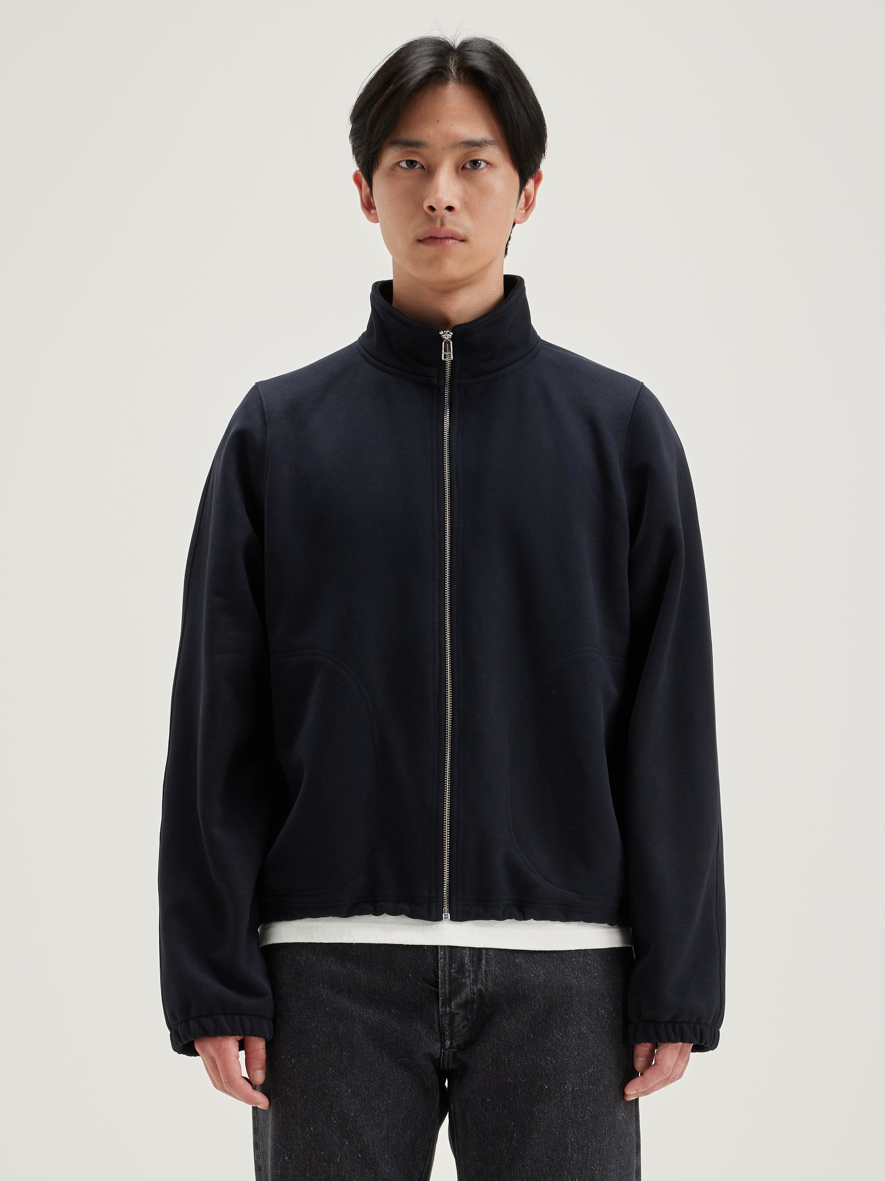 Fiber Zip-up Hoodie - Black blue For Men | Bellerose