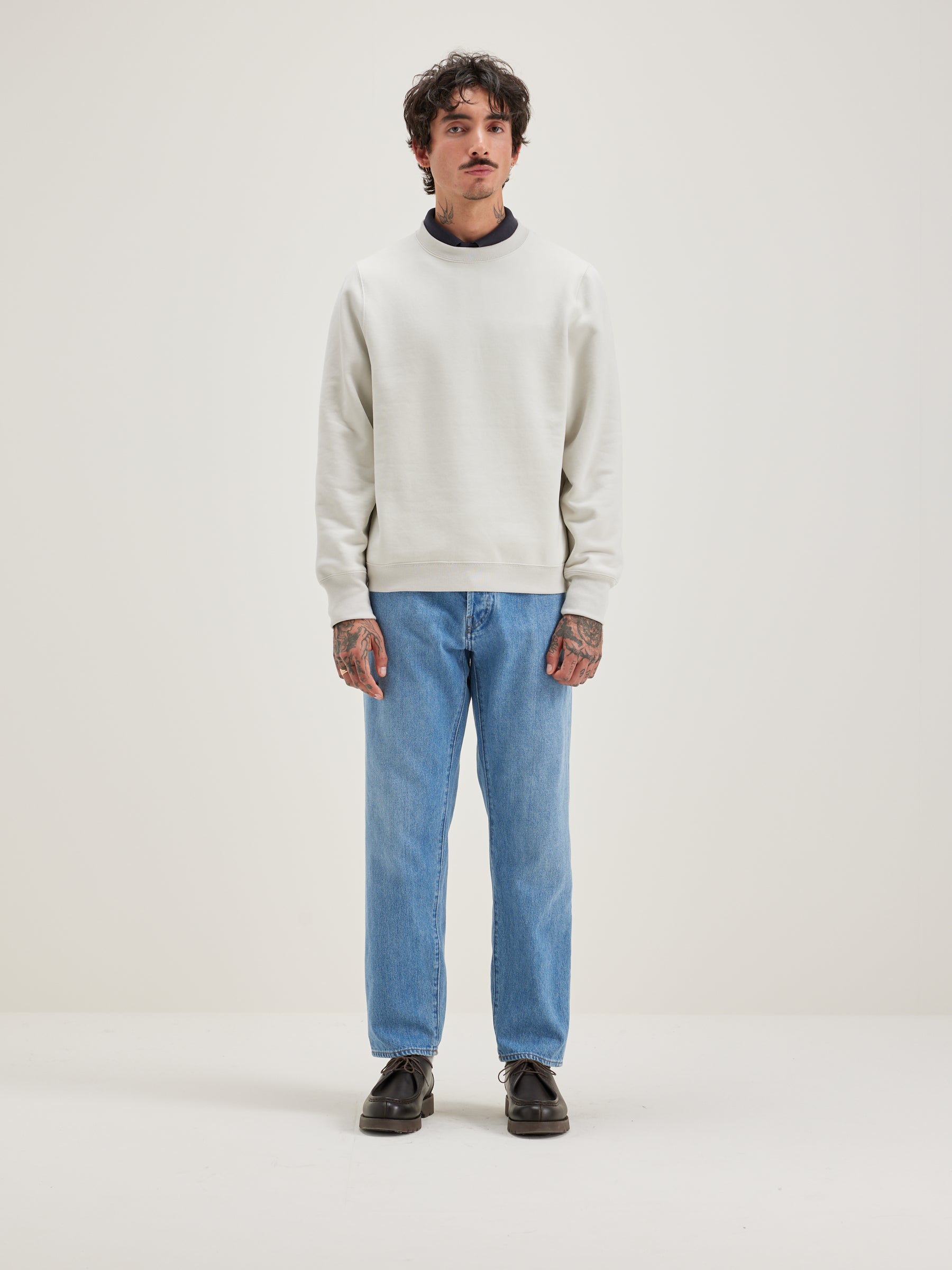 Flock Ronde Hals Sweatshirt - Craie Voor Heren | Bellerose