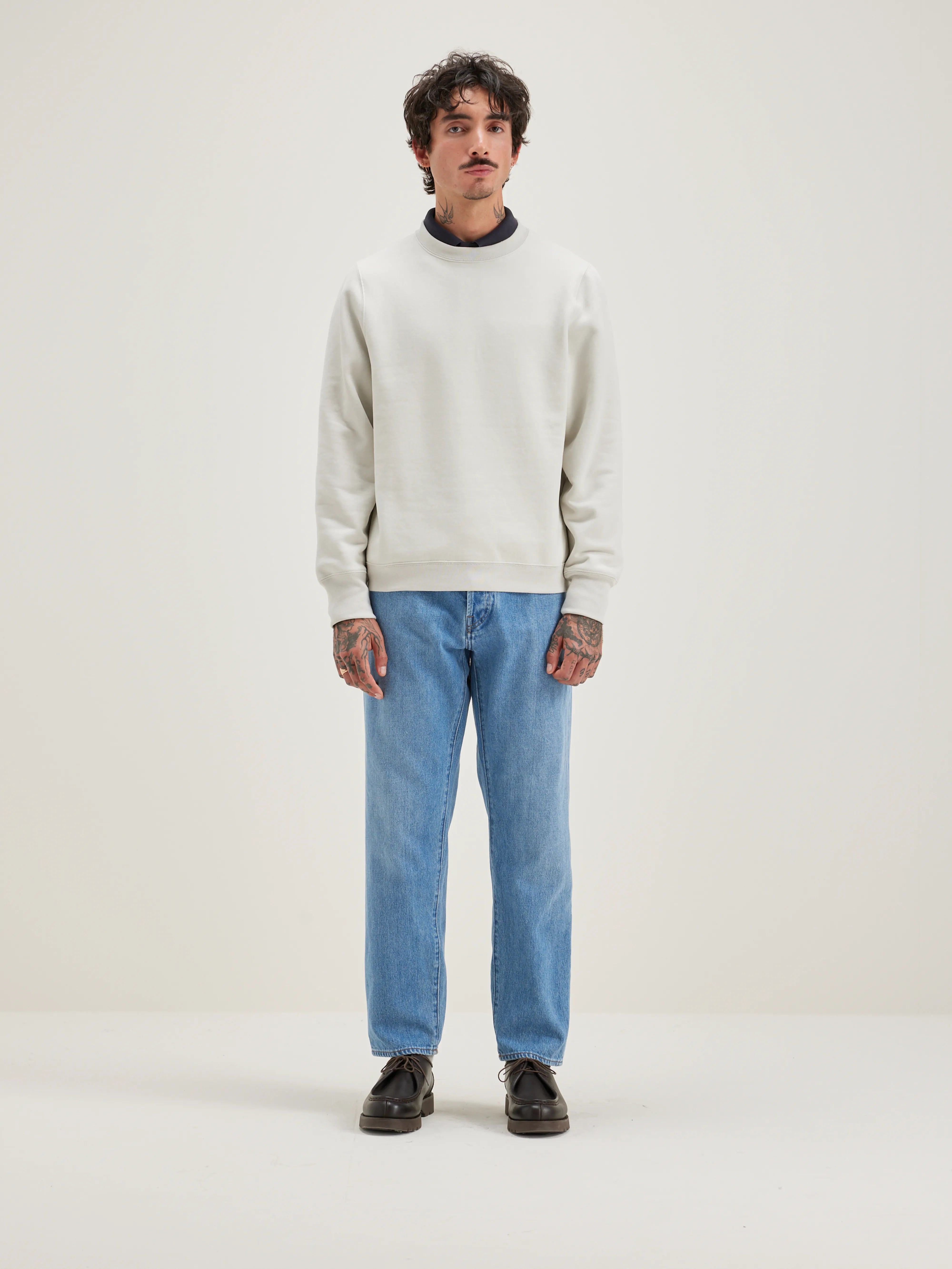 Flock Ronde Hals Sweatshirt - Craie Voor Heren | Bellerose