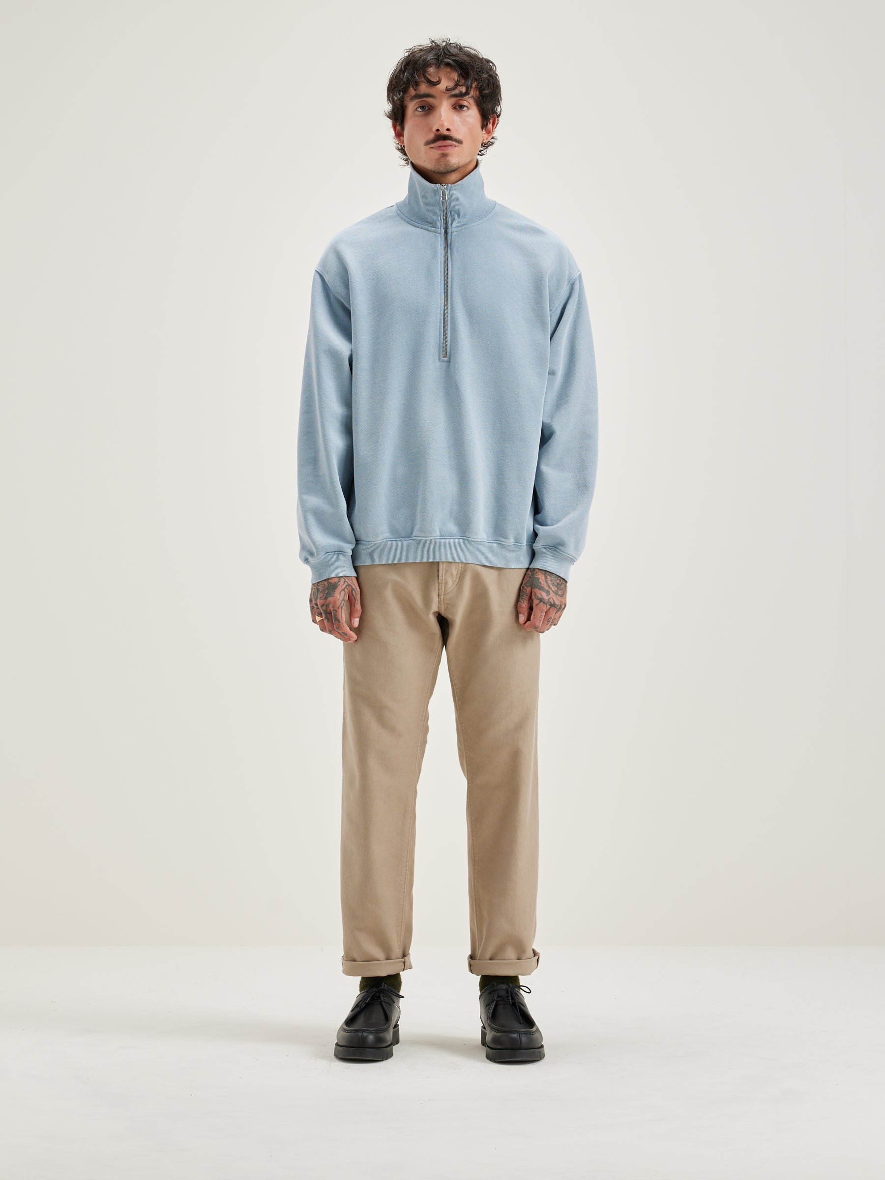 Fabro Zipped-collar Sweatshirt - Chambray For Men | Bellerose