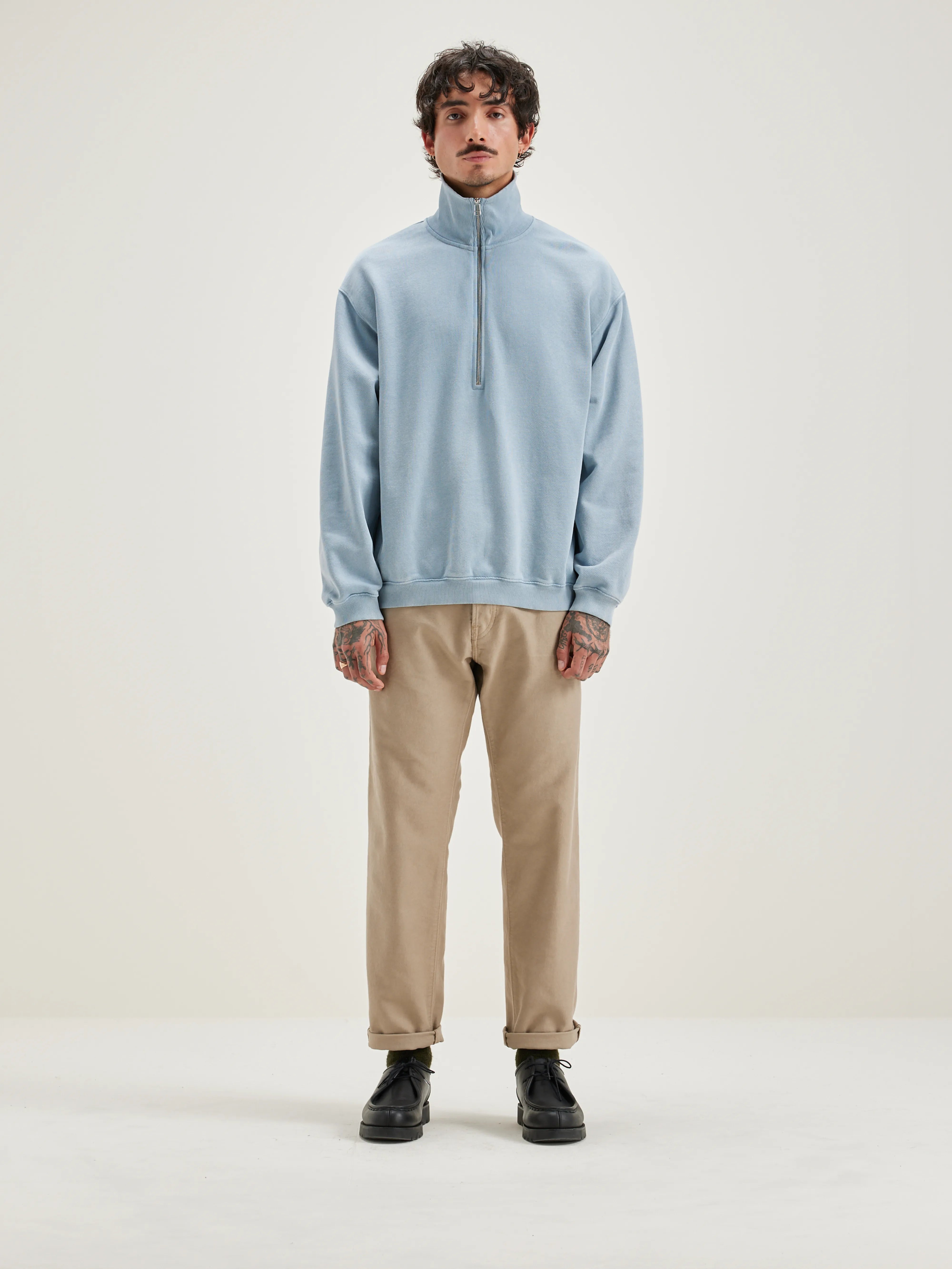 Fabro Sweatshirt Met Rits - Chambray Voor Heren | Bellerose