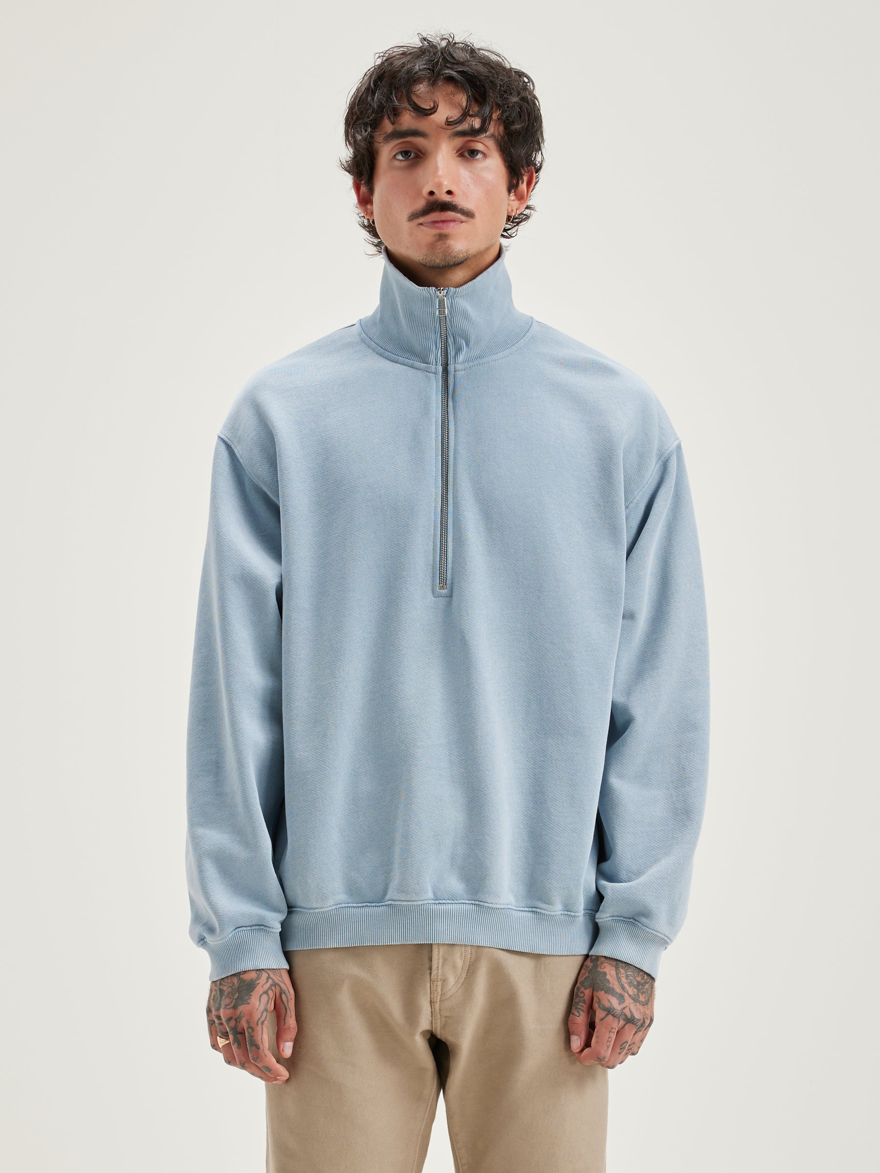 Fabro Sweatshirt Met Rits - Chambray Voor Heren | Bellerose