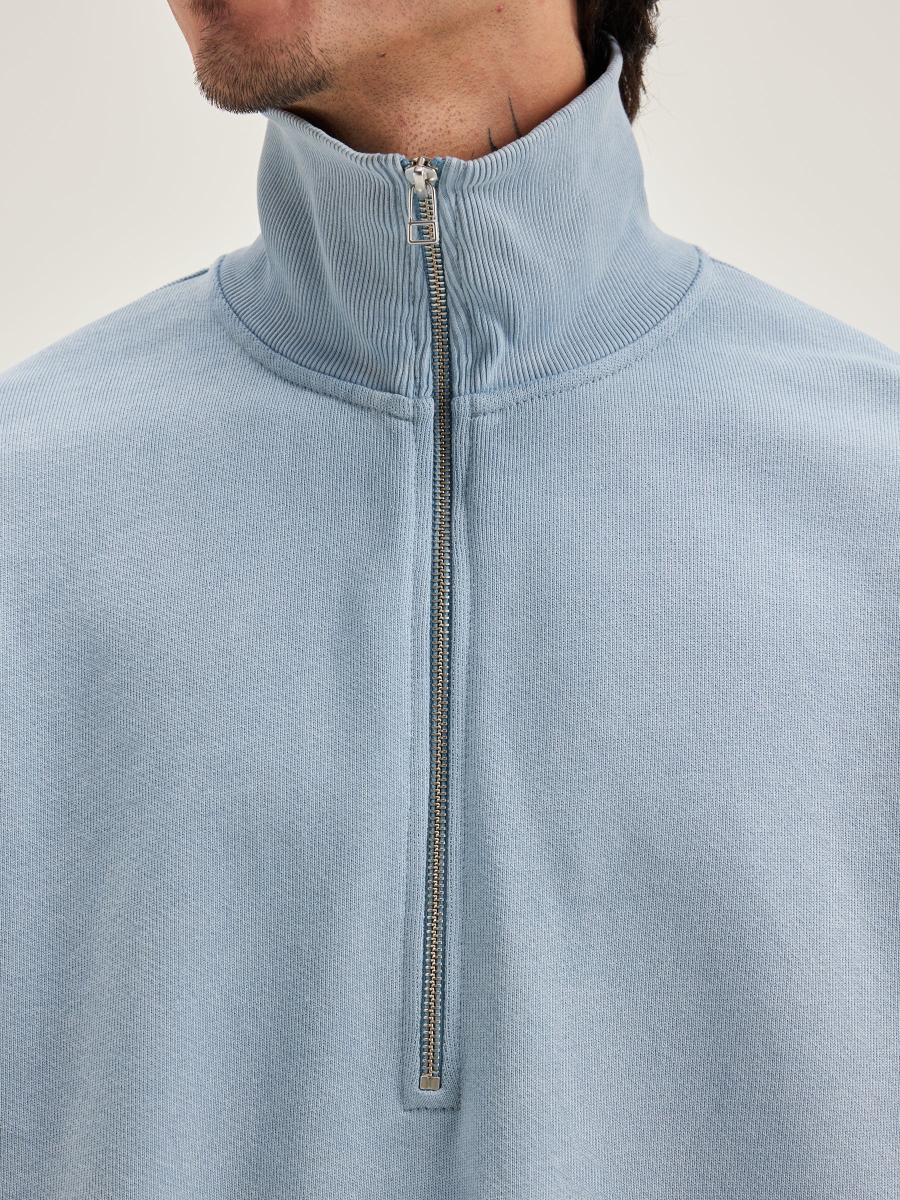 Sweatshirt Col Zippé Fabro - Chambray Pour Homme | Bellerose