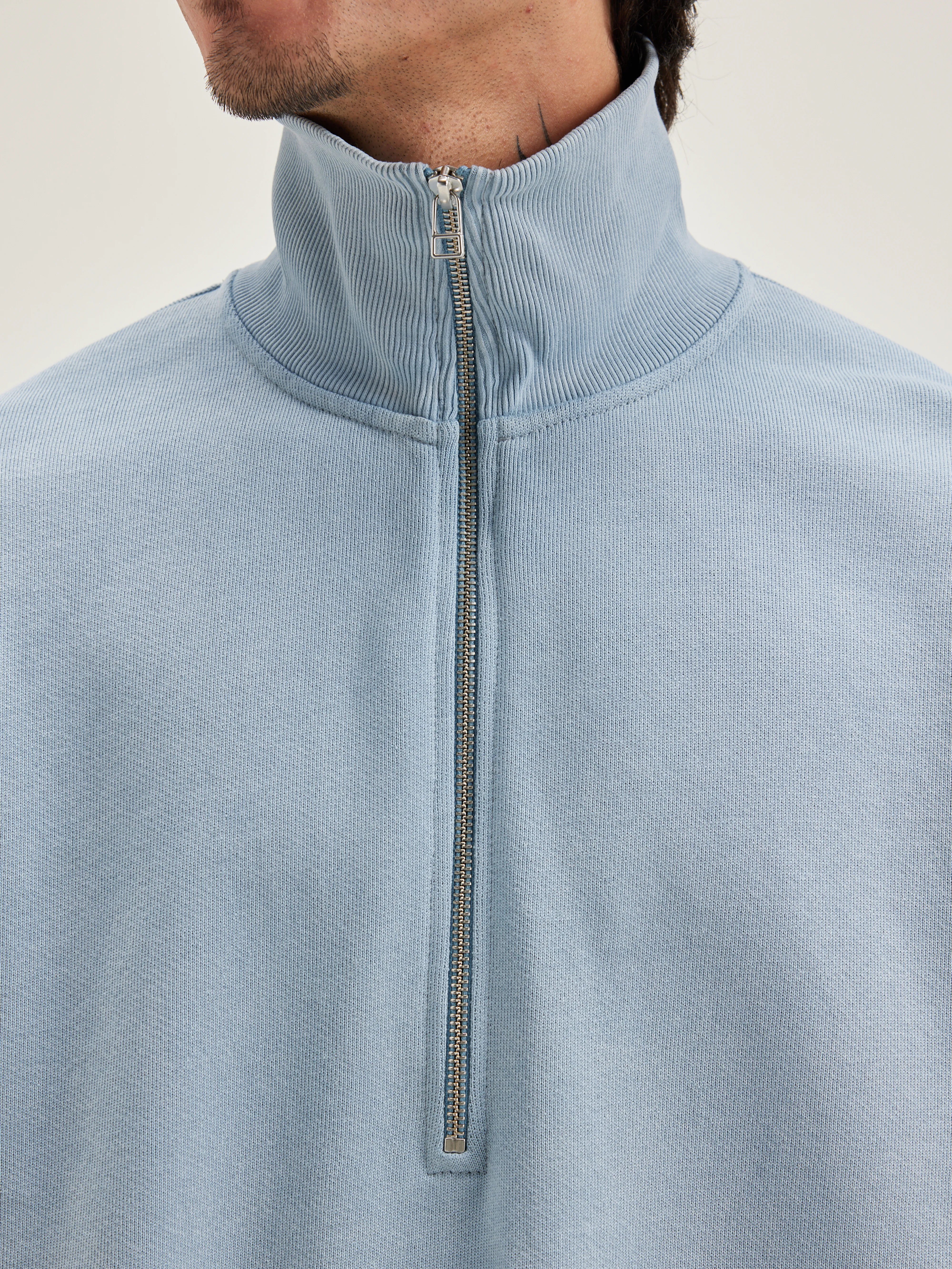 Sweatshirt Col Zippé Fabro - Chambray Pour Homme | Bellerose