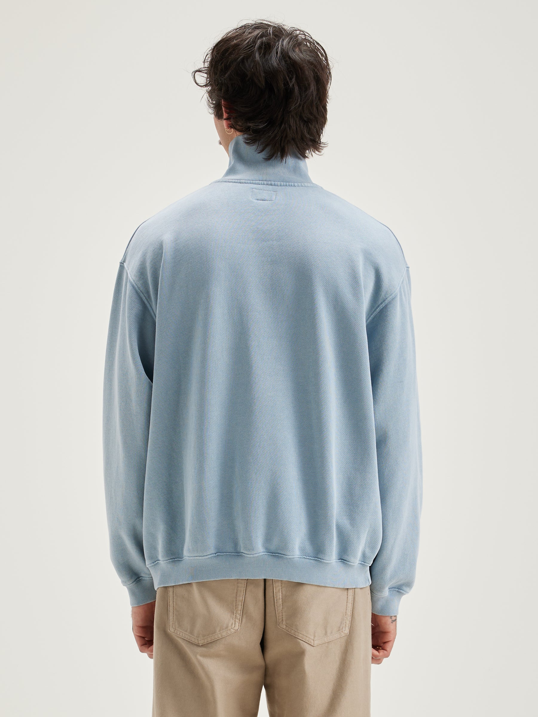 Sweatshirt Col Zippé Fabro - Chambray Pour Homme | Bellerose