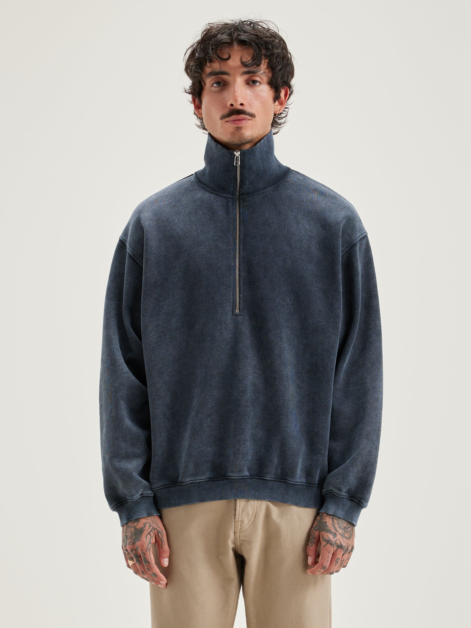 Fabro zipped-collar sweatshirt (242 / M / BLACK BLUE)