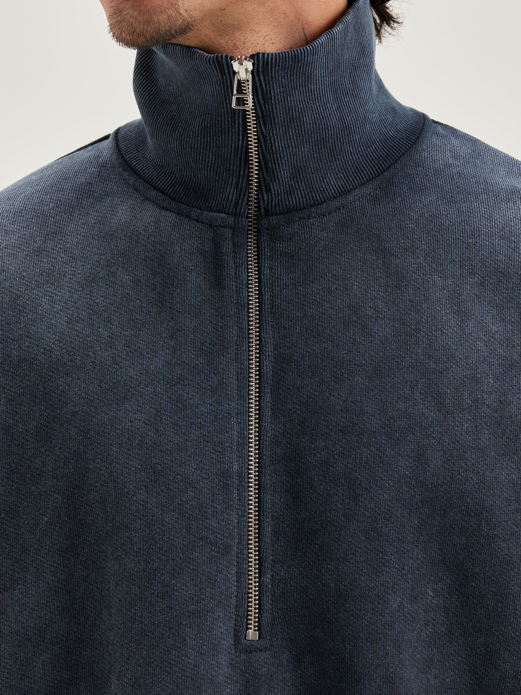 Fabro Zipped-collar Sweatshirt - Black blue For Men | Bellerose