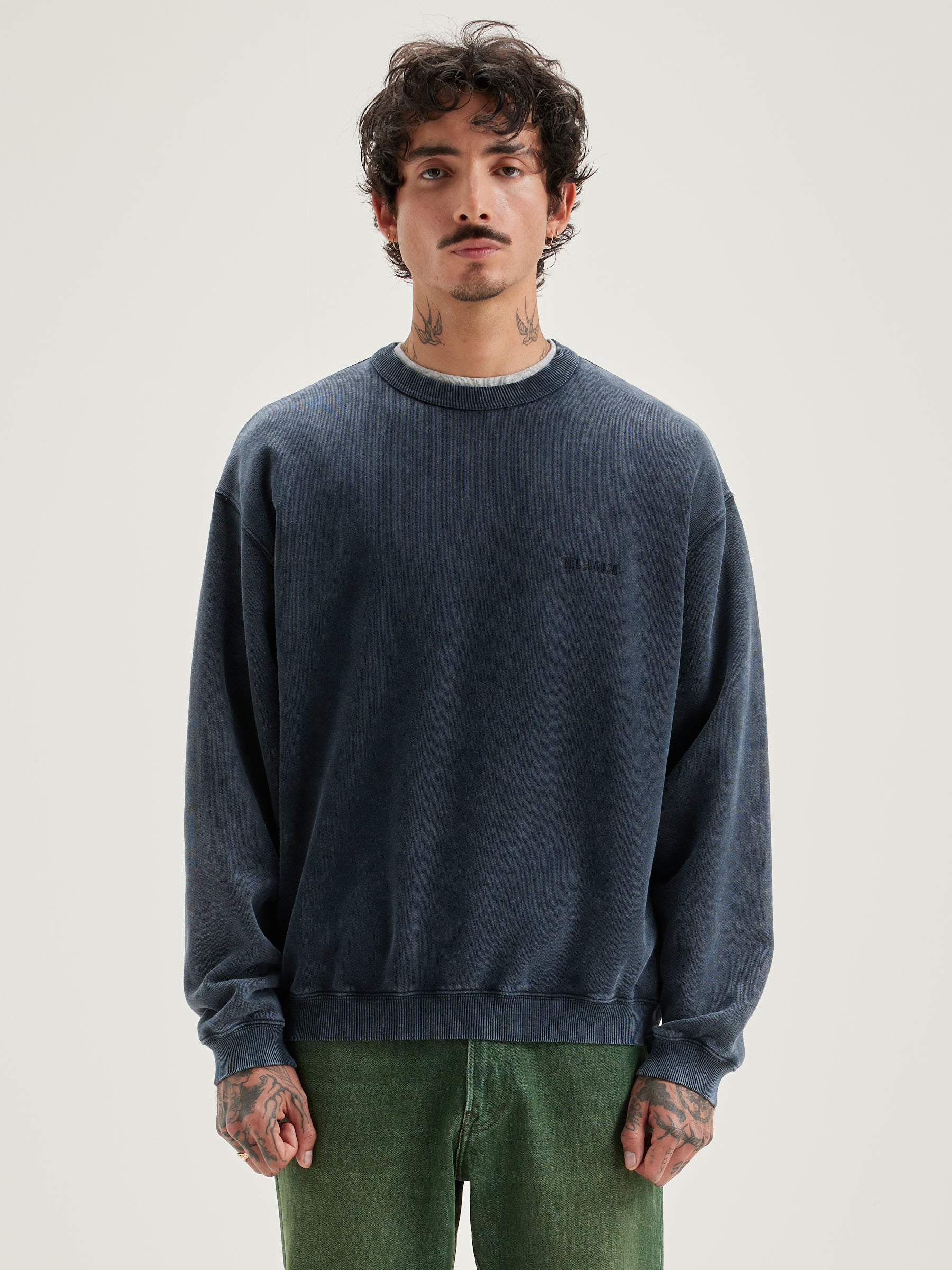 Fabien Crew-neck Sweatshirt - Black blue For Men | Bellerose