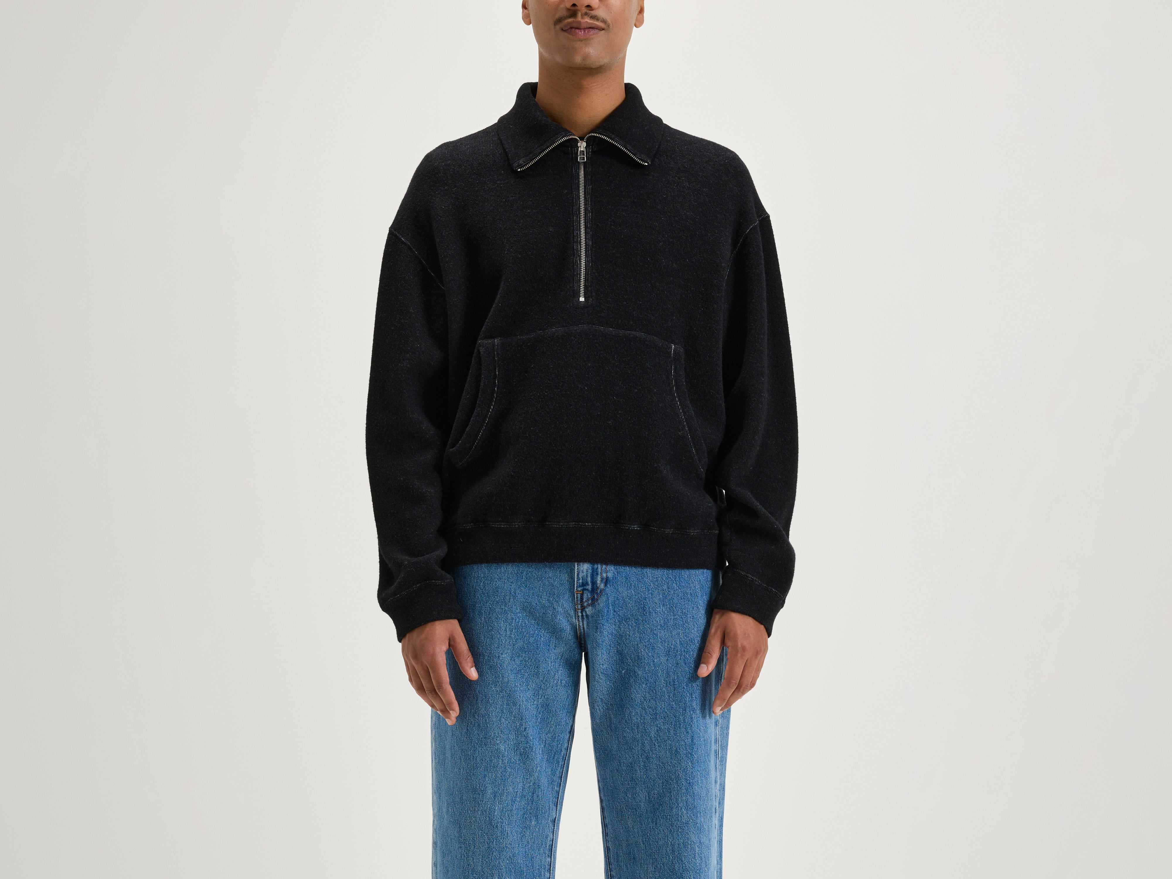 Sweatshirt col zippé Mabro (242 / M / BLACK)