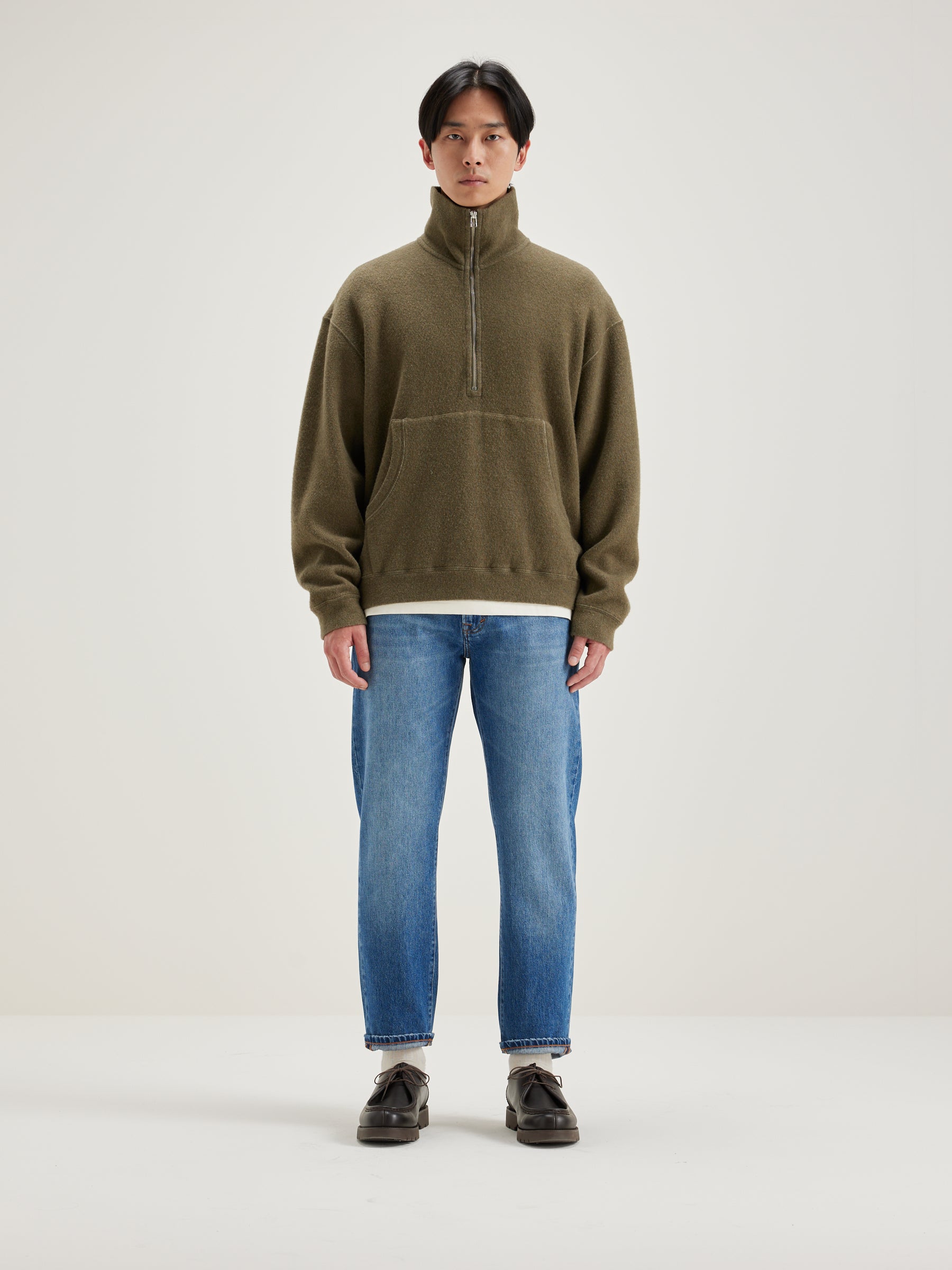 Mabro Zipped-collar Sweatshirt - Military For Men | Bellerose