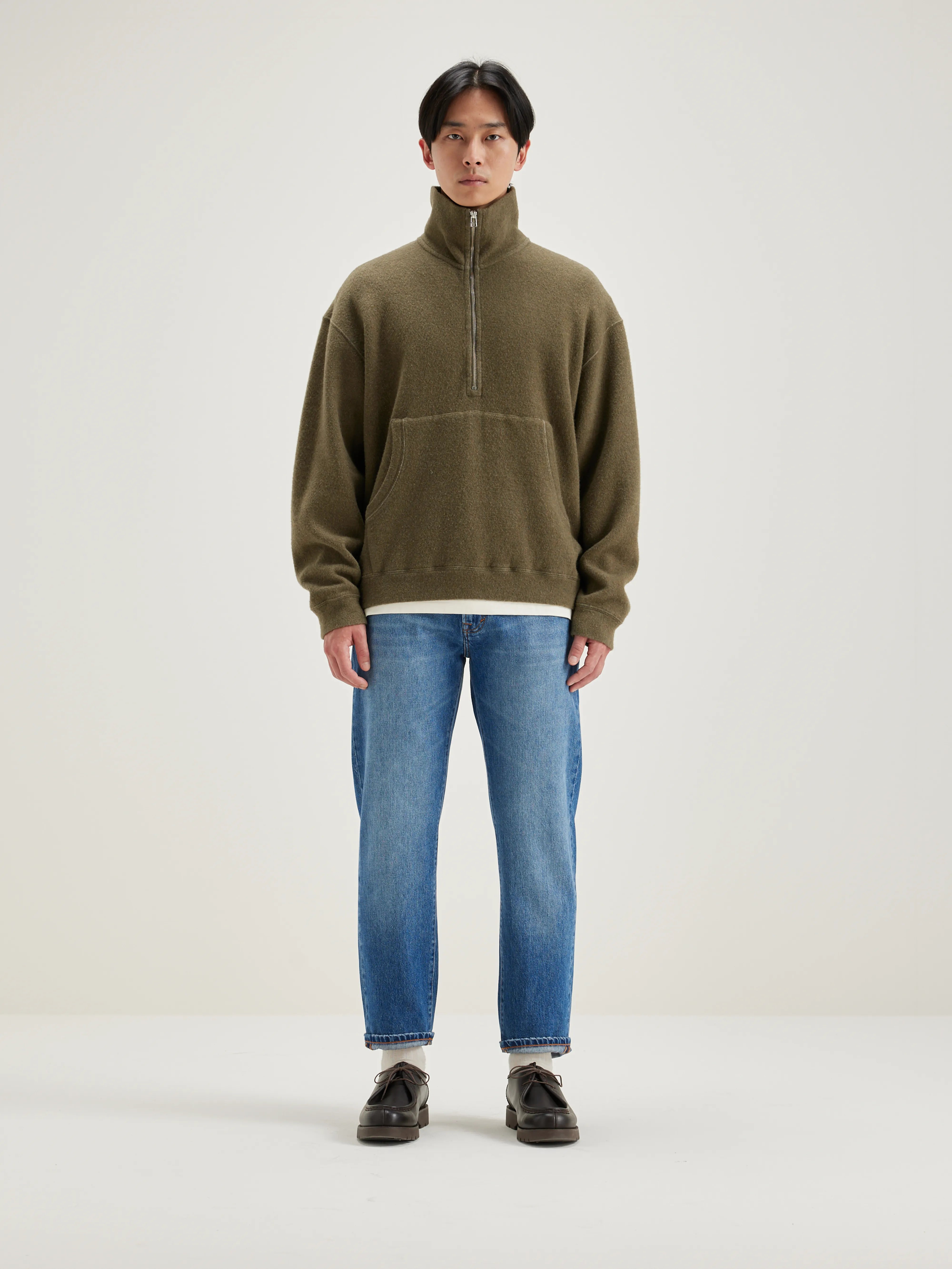 Sweatshirt Col Zippé Mabro - Military Pour Homme | Bellerose