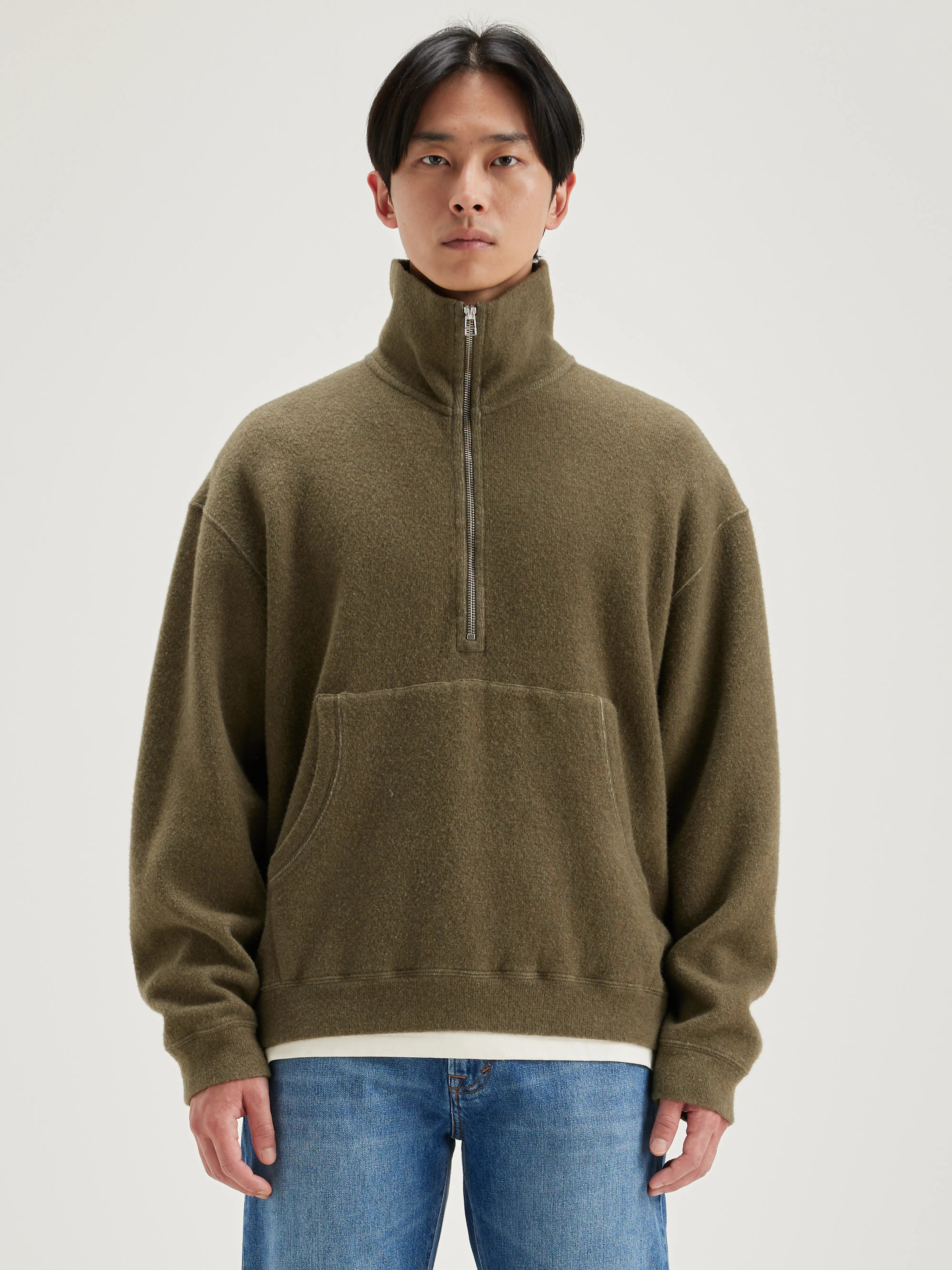 Sweatshirt Col Zippé Mabro - Military Pour Homme | Bellerose