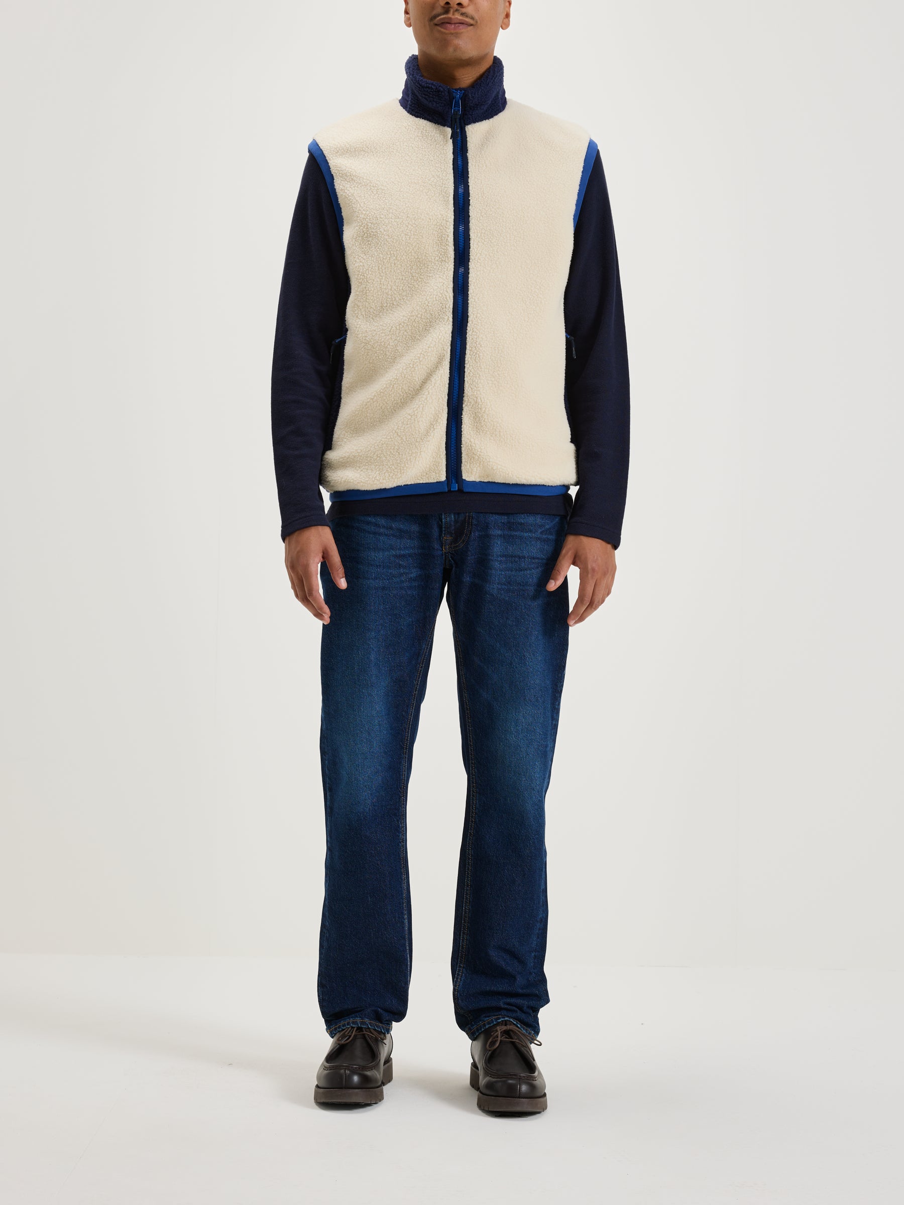 Jarrod Zip-up Sleeveless Sweatshirt - Calcaire For Men | Bellerose