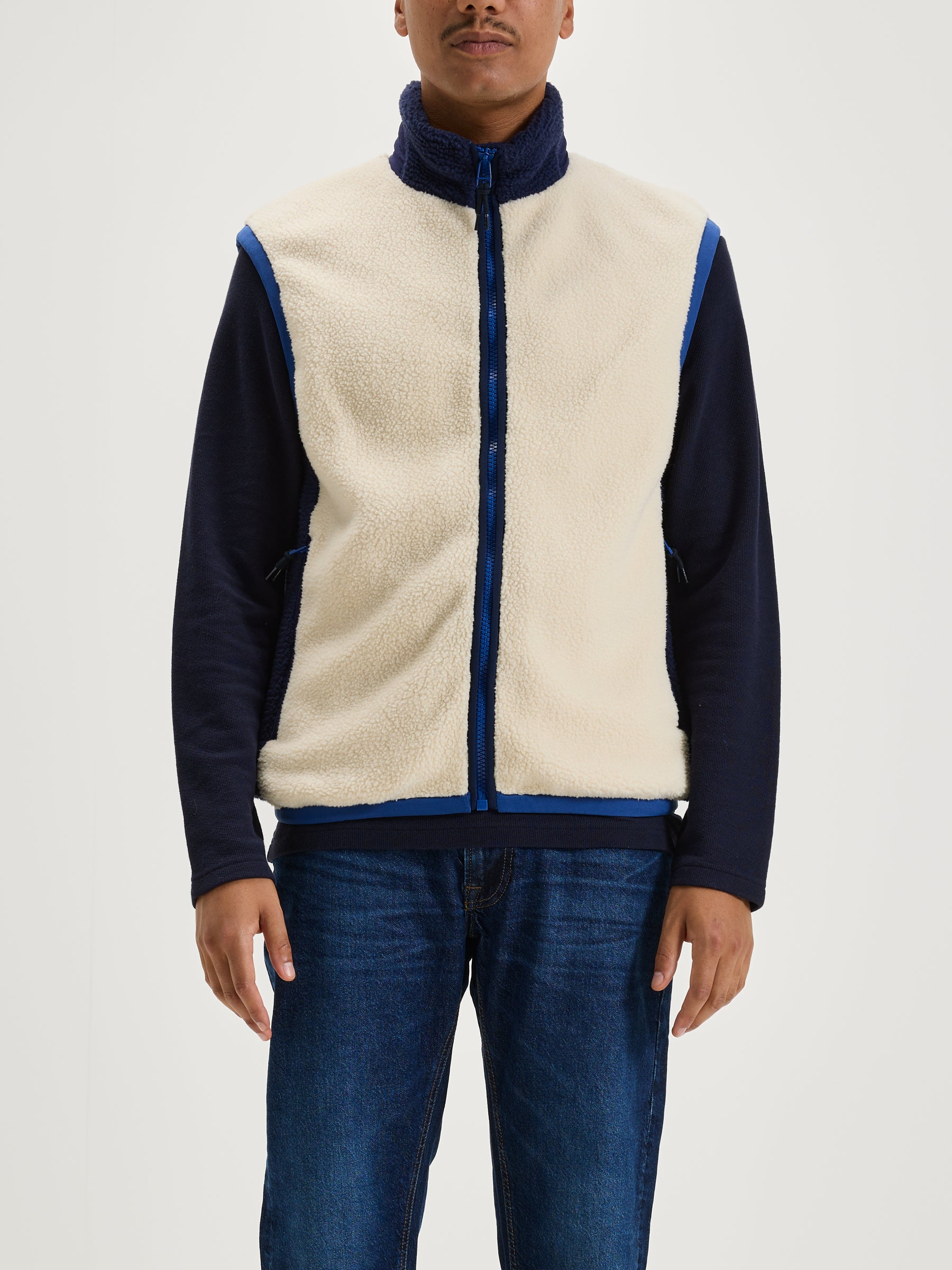 Jarrod Zip-up Sleeveless Sweatshirt - Calcaire For Men | Bellerose