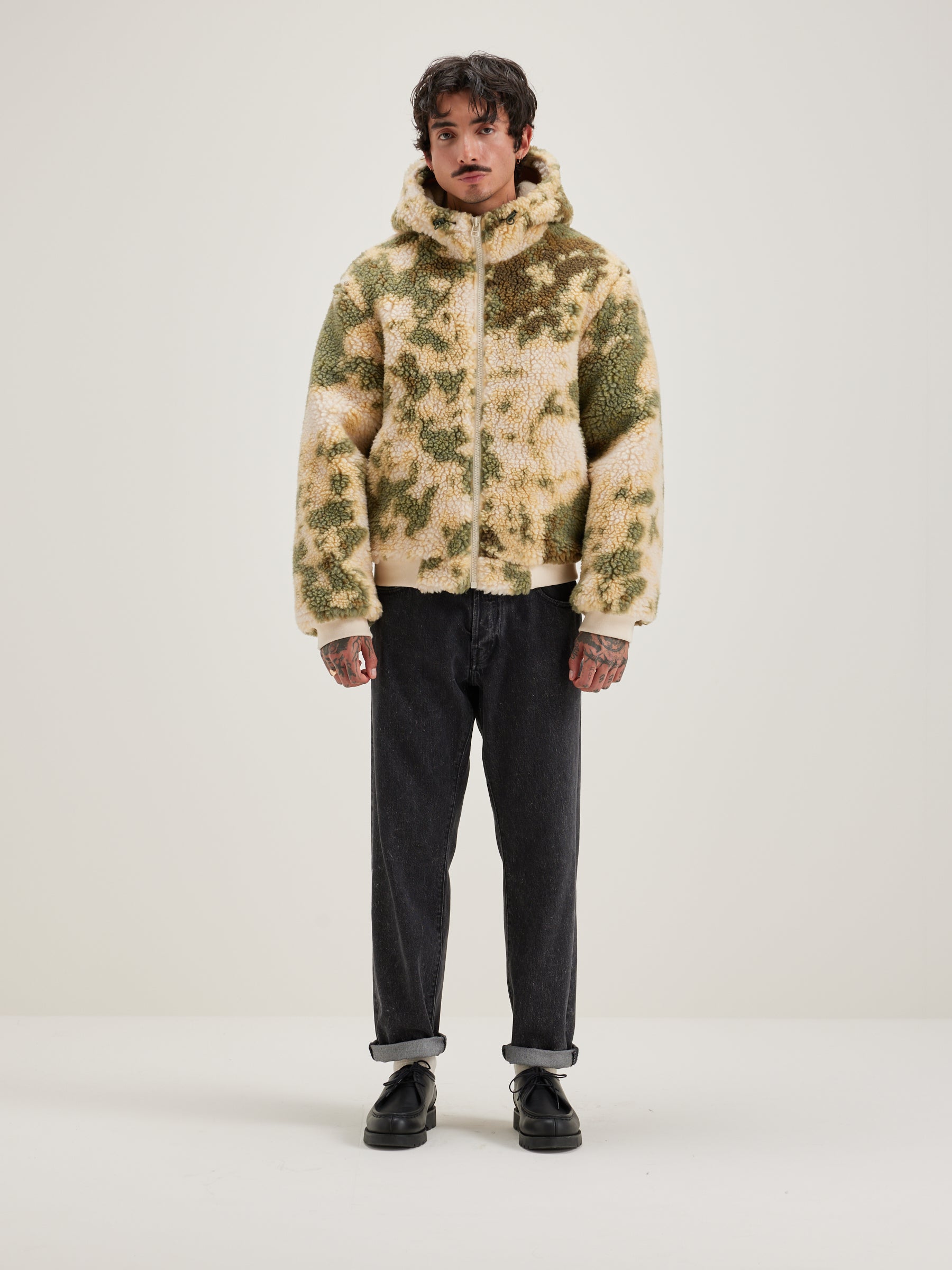 Jake Teddy Hoodie Met Rits - Antique white / Army Voor Heren | Bellerose