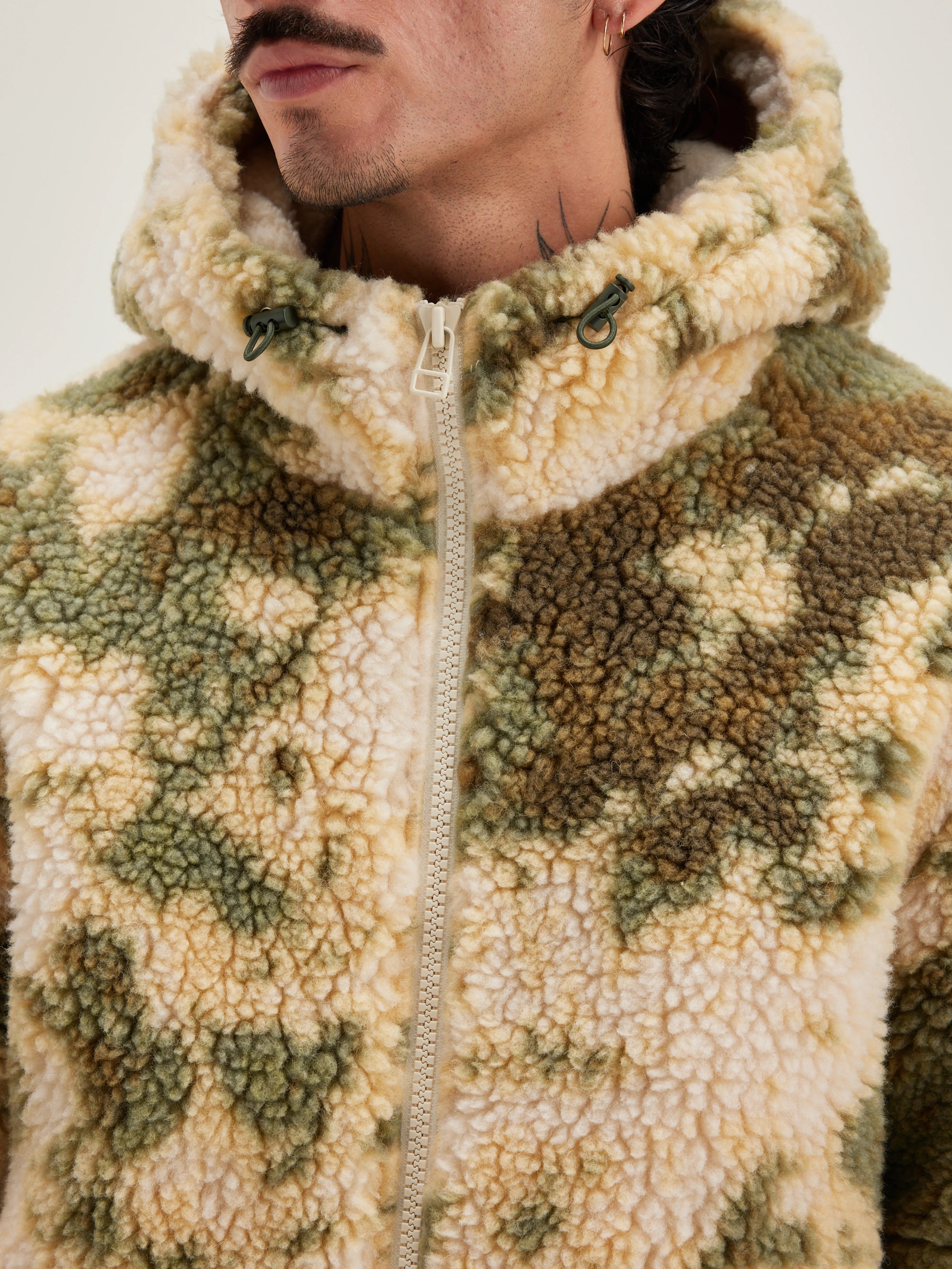 Jake Teddy Hoodie Met Rits - Antique white / Army Voor Heren | Bellerose