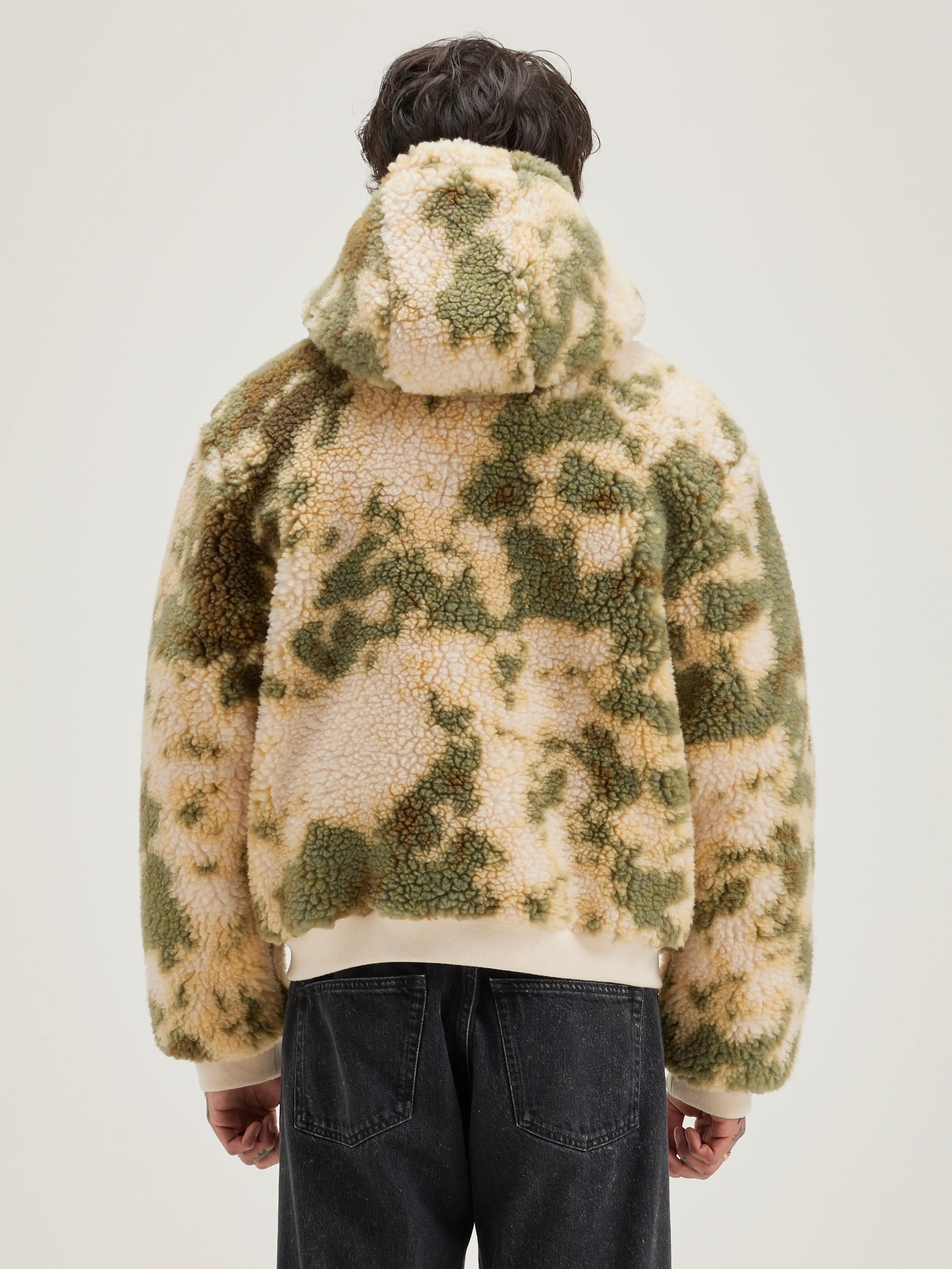 Jake Zip-up Teddy Hoodie - Antique white / Army For Men | Bellerose