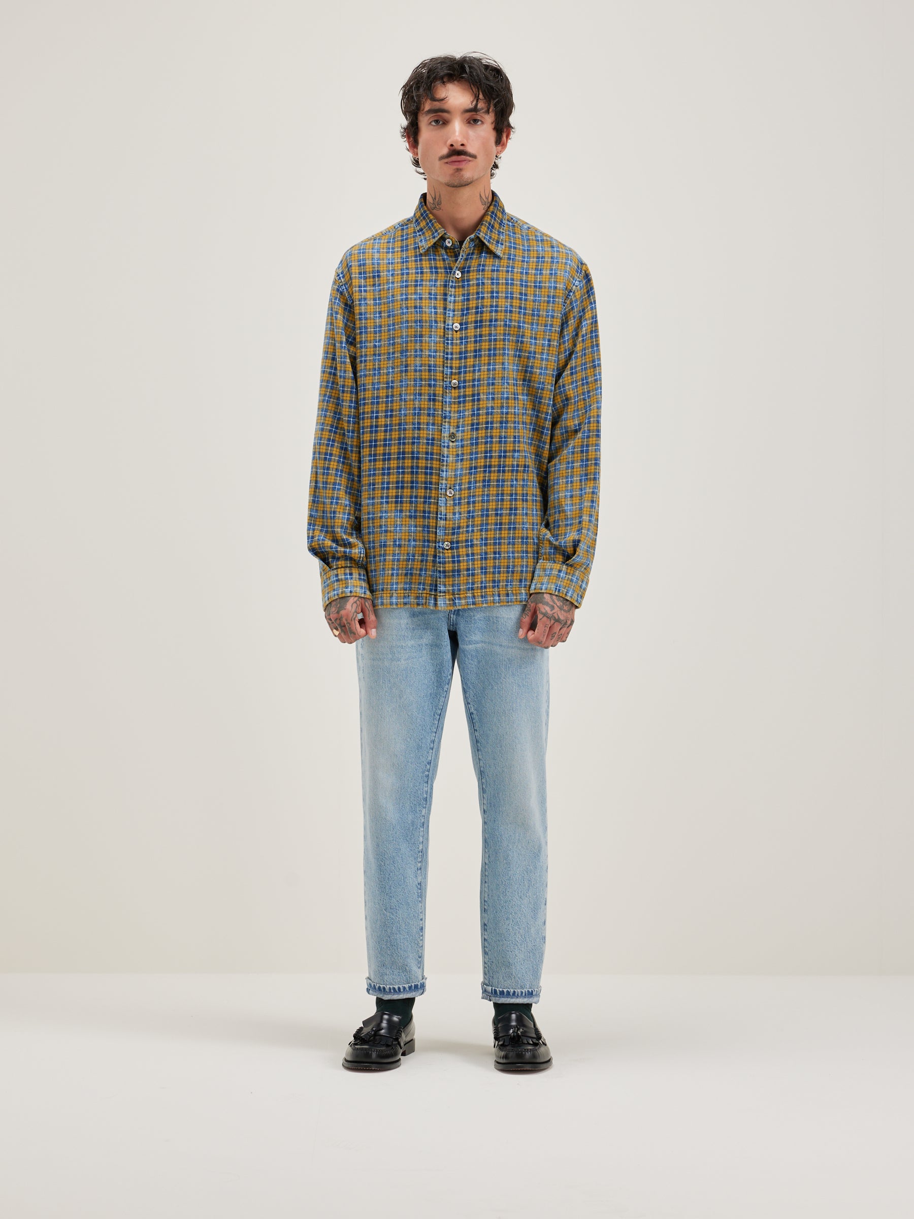 Flip Checked Shirt - Cornflakes / Myosotis For Men | Bellerose