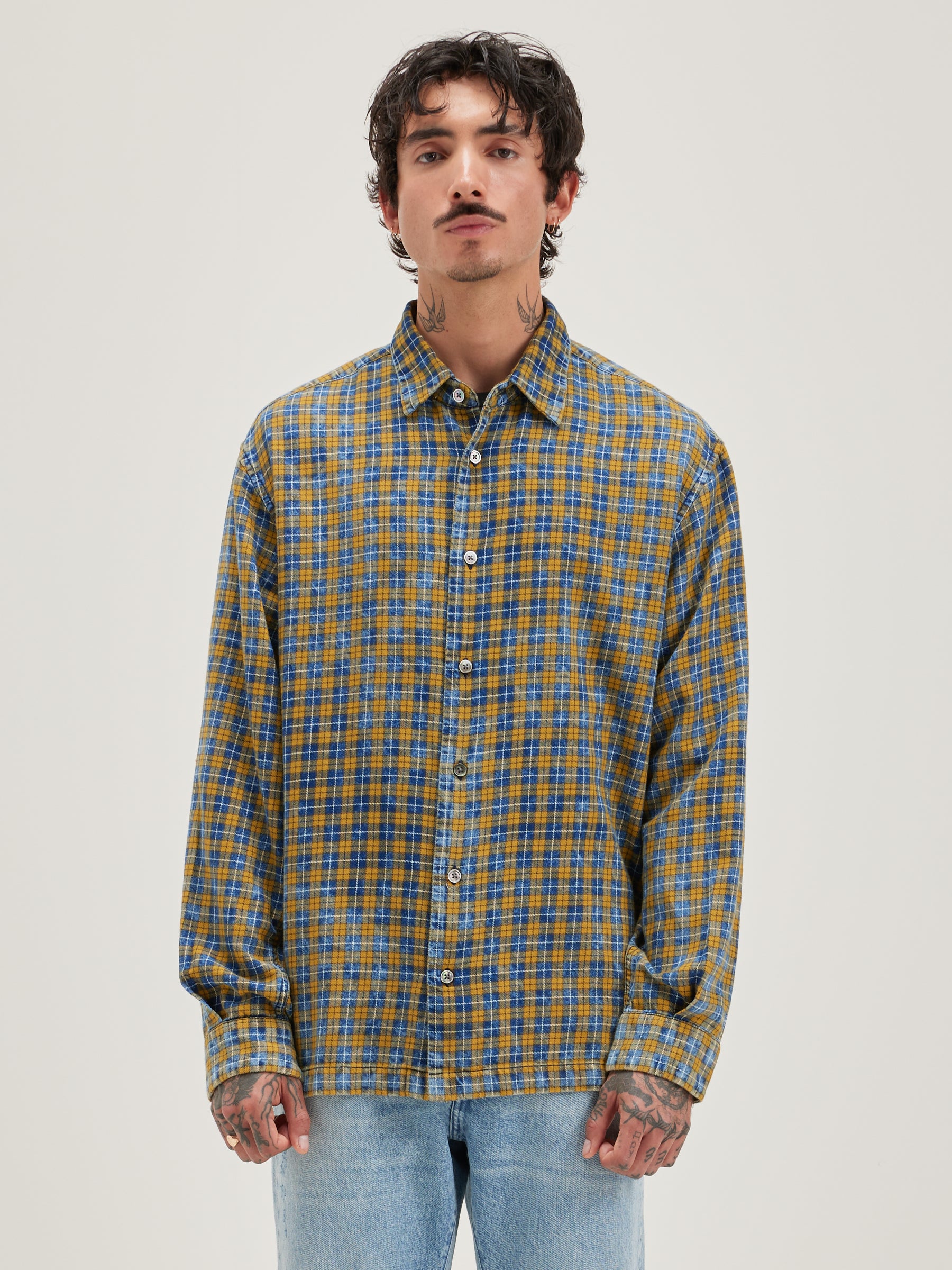 Flip Checked Shirt - Cornflakes / Myosotis For Men | Bellerose