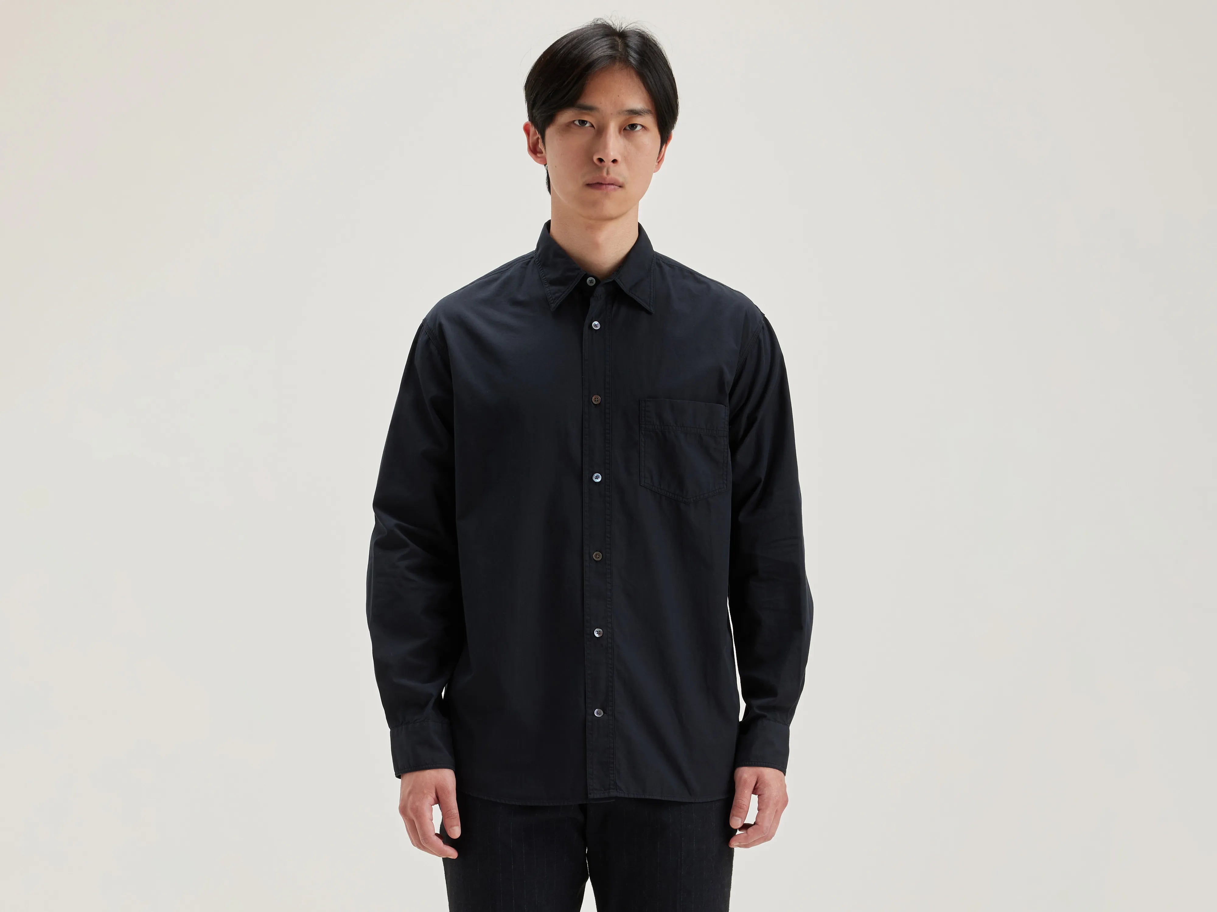 Lighty relaxed shirt (242 / M / BLACK BLUE)