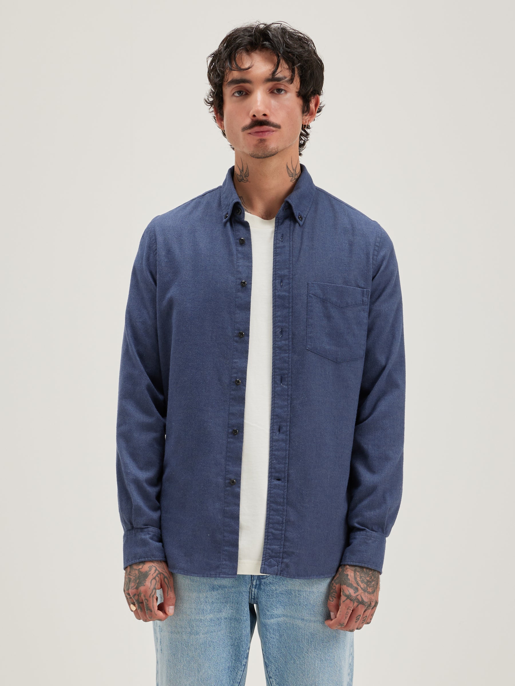 Mire Slim Hemd - Metal blue Voor Heren | Bellerose