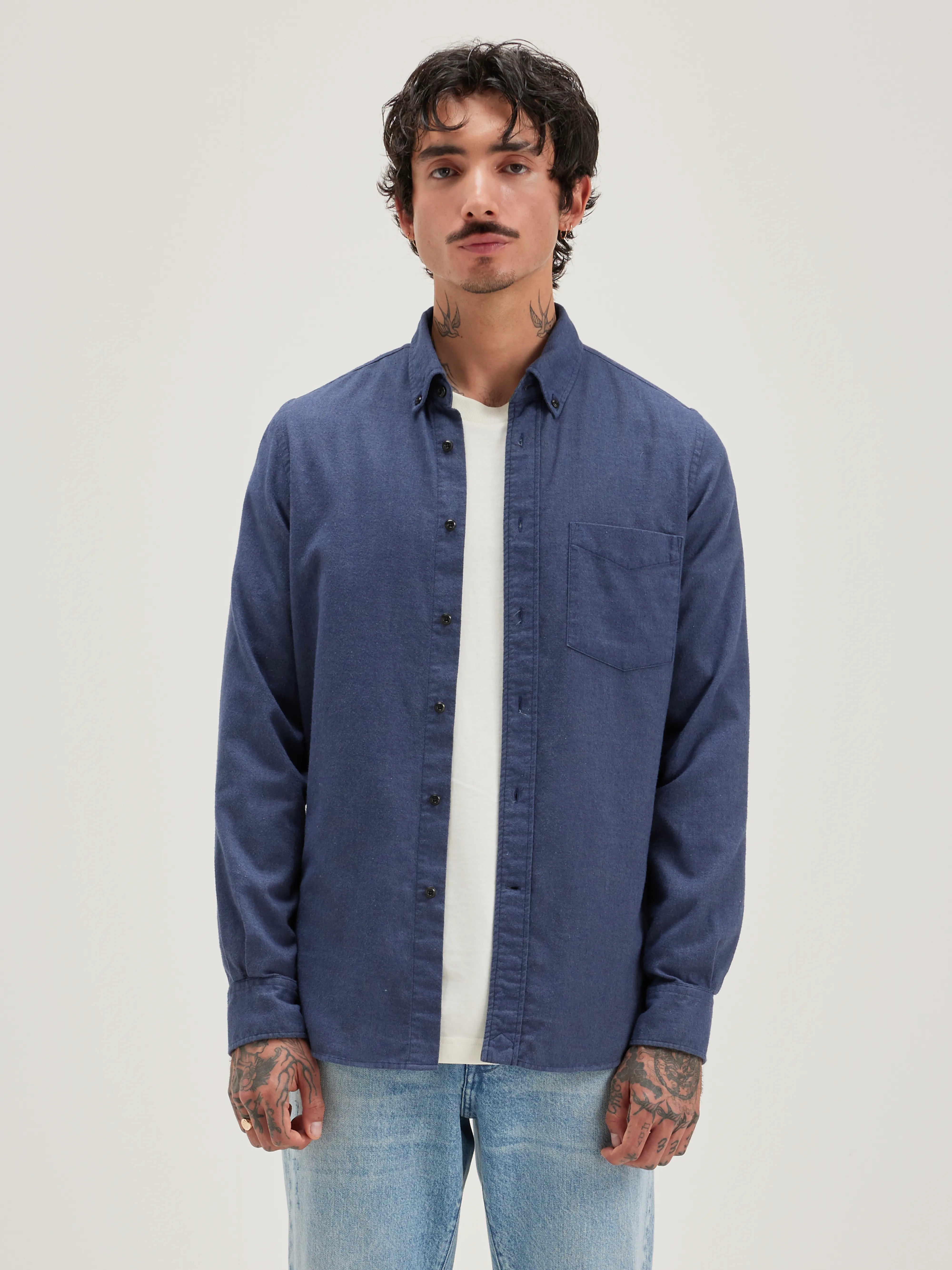 Mire Slim Hemd - Metal blue Voor Heren | Bellerose