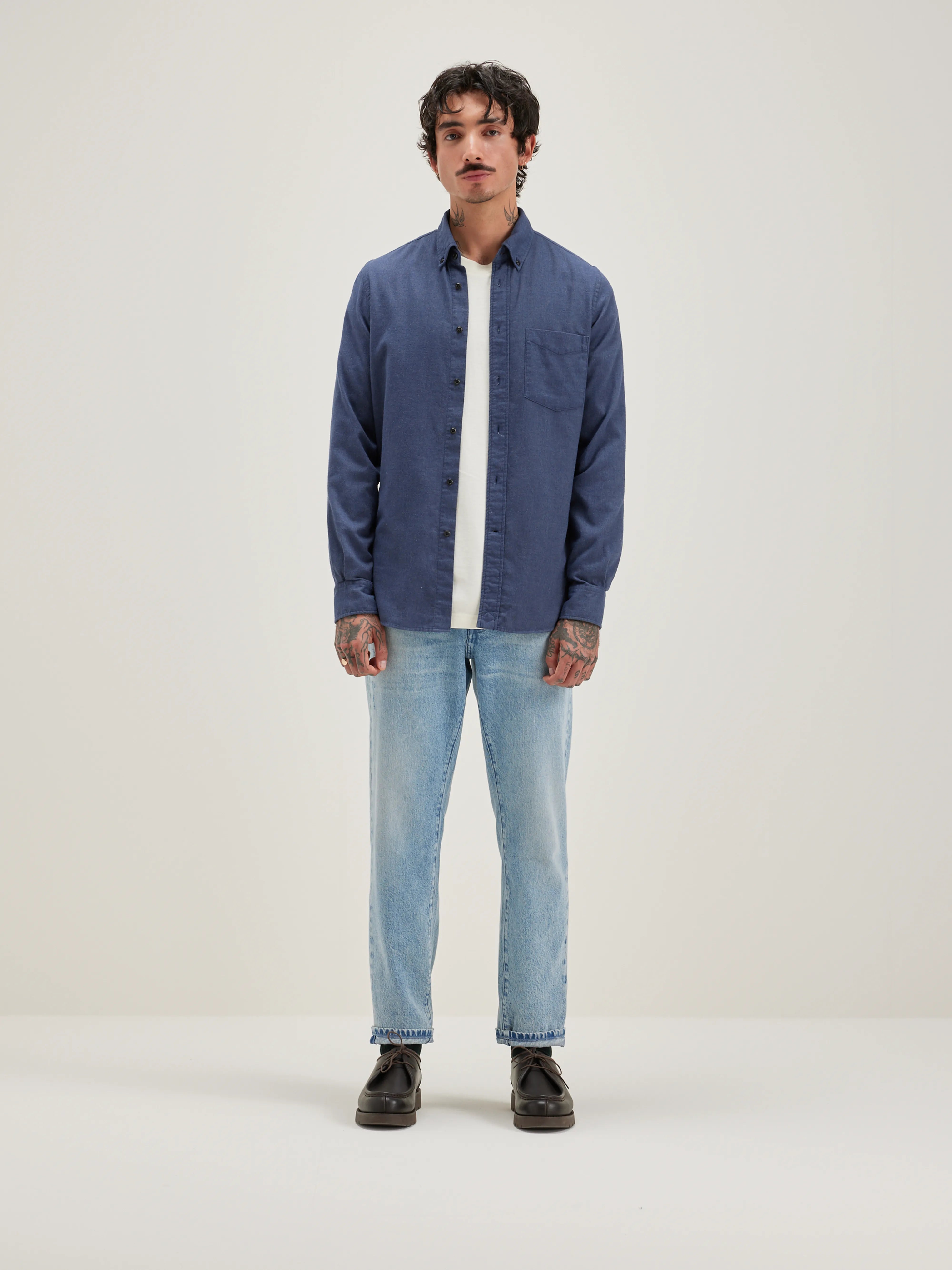 Mire Slim Hemd - Metal blue Voor Heren | Bellerose