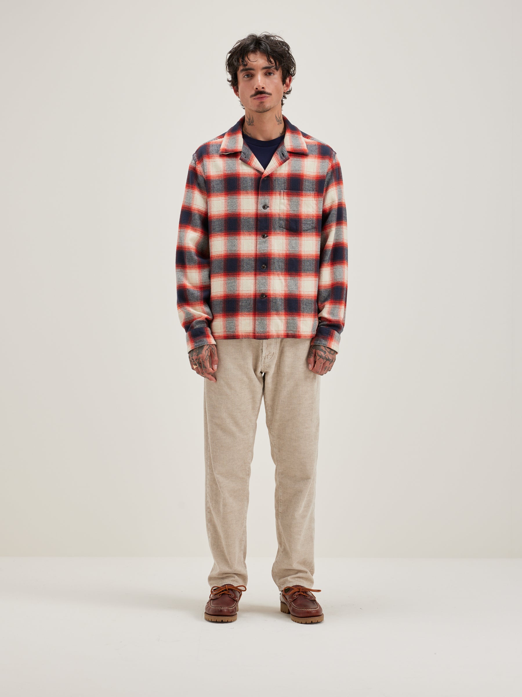 Goney Checked Overshirt - Blueberry / Hot sauce For Men | Bellerose