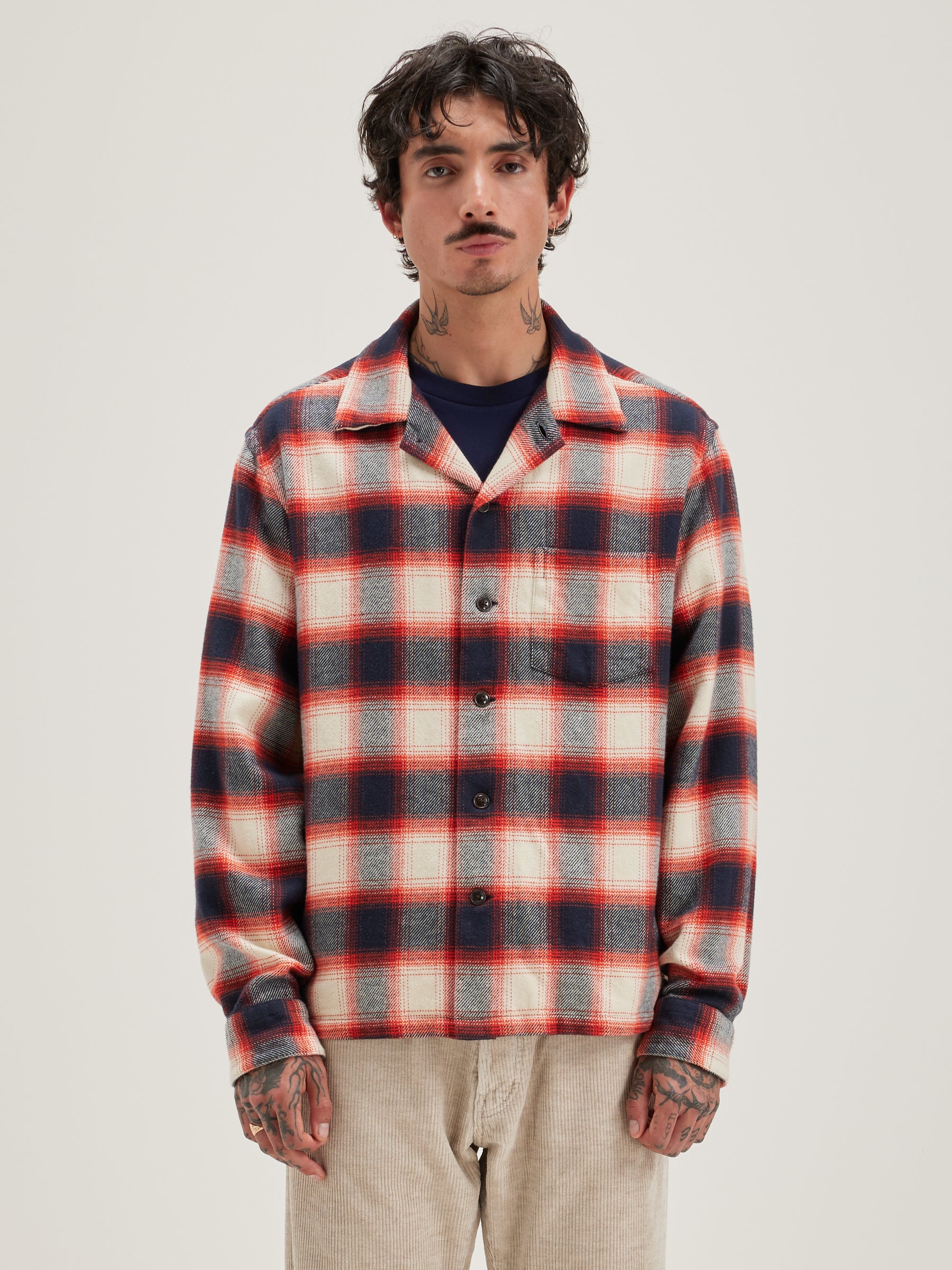 Goney Checked Overshirt - Blueberry / Hot sauce For Men | Bellerose