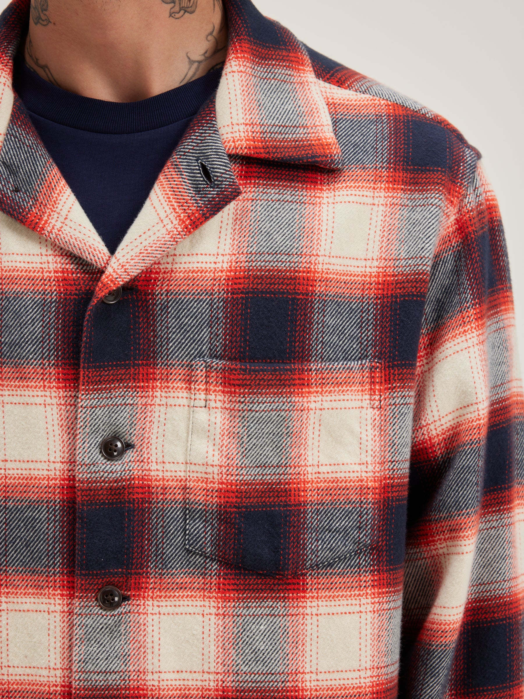 Goney Checked Overshirt - Blueberry / Hot sauce For Men | Bellerose