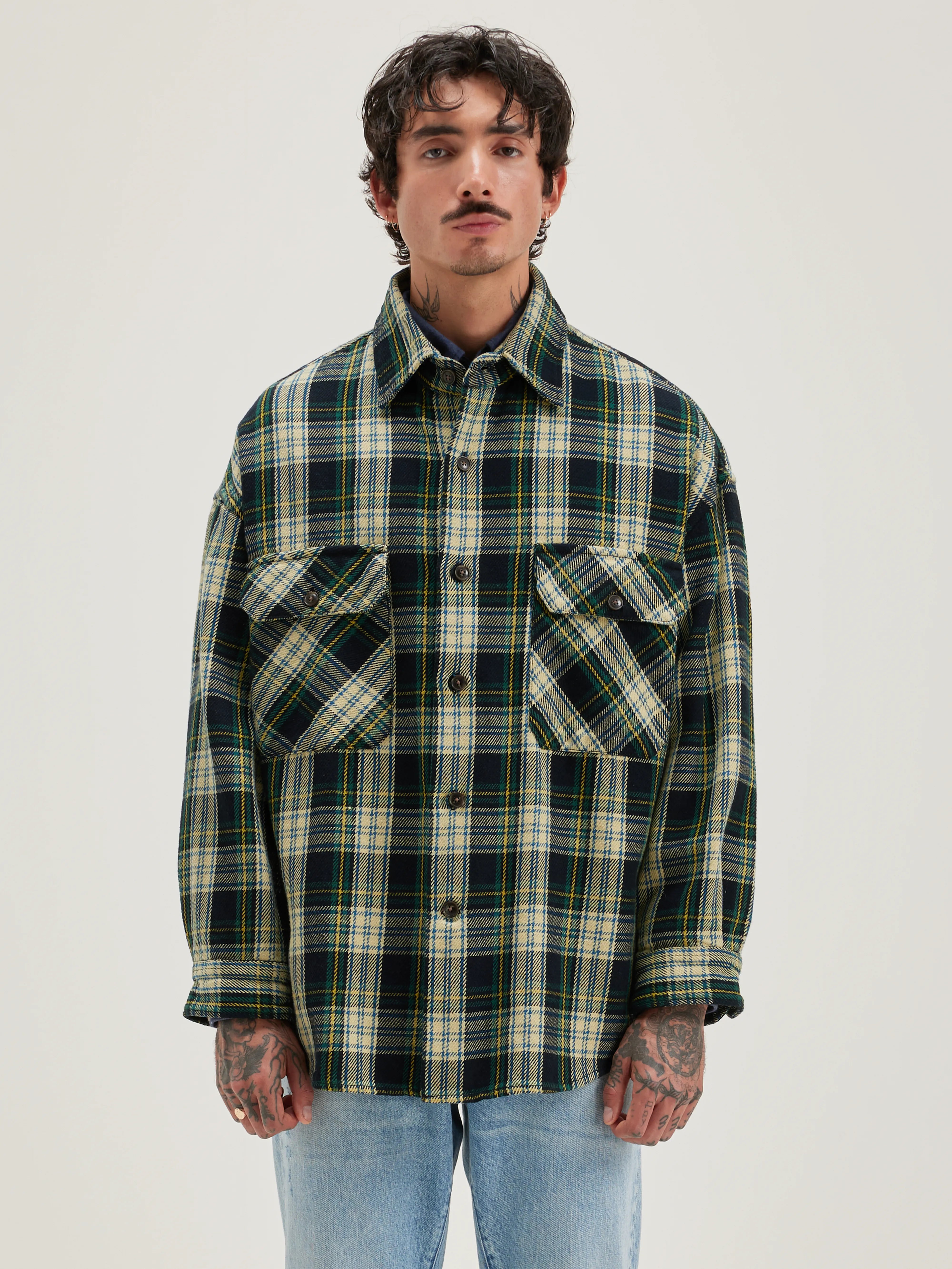 Grown Checked Overshirt - Deep well / Sea pine For Men | Bellerose