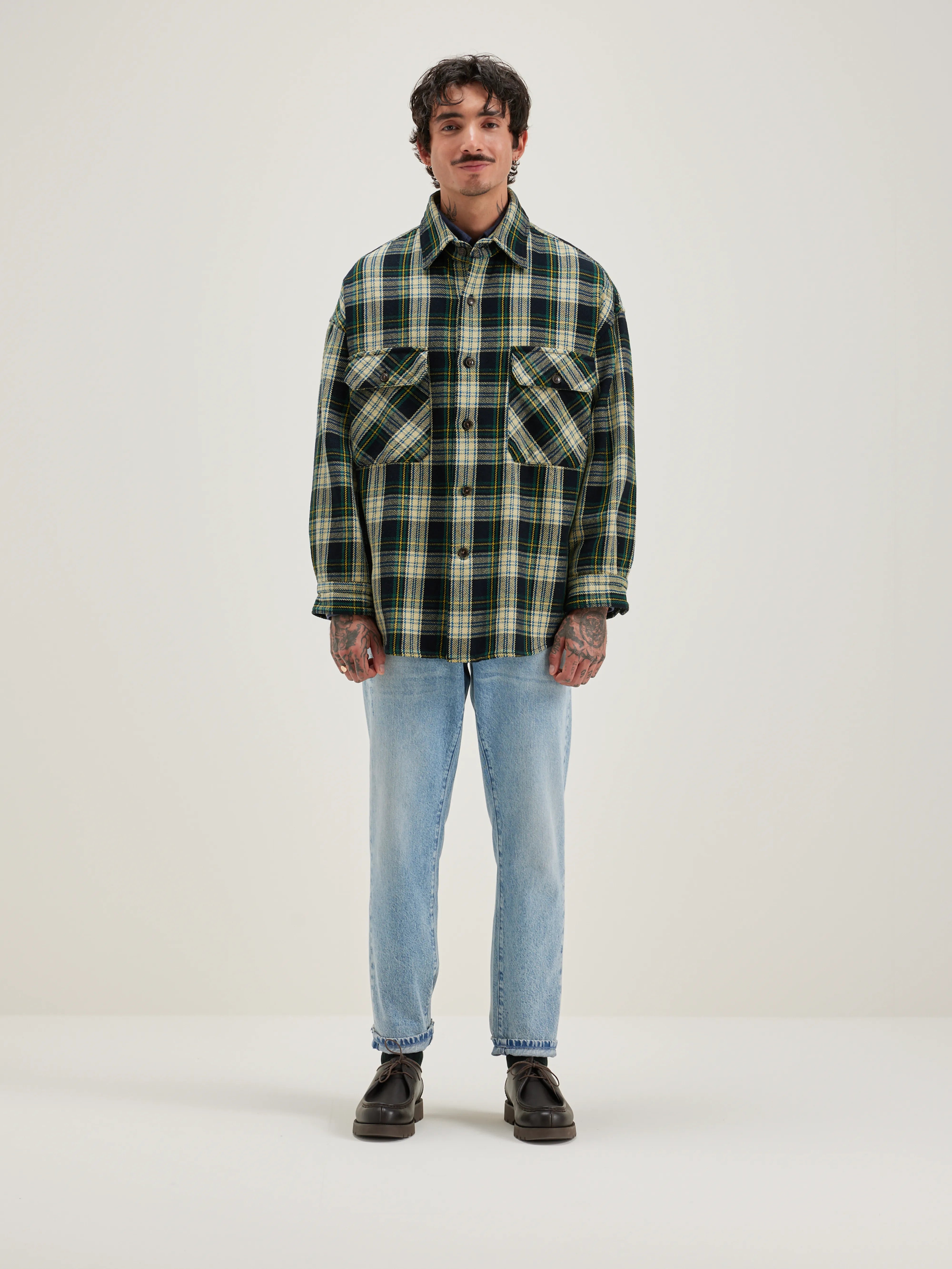 Grown Checked Overshirt - Deep well / Sea pine For Men | Bellerose