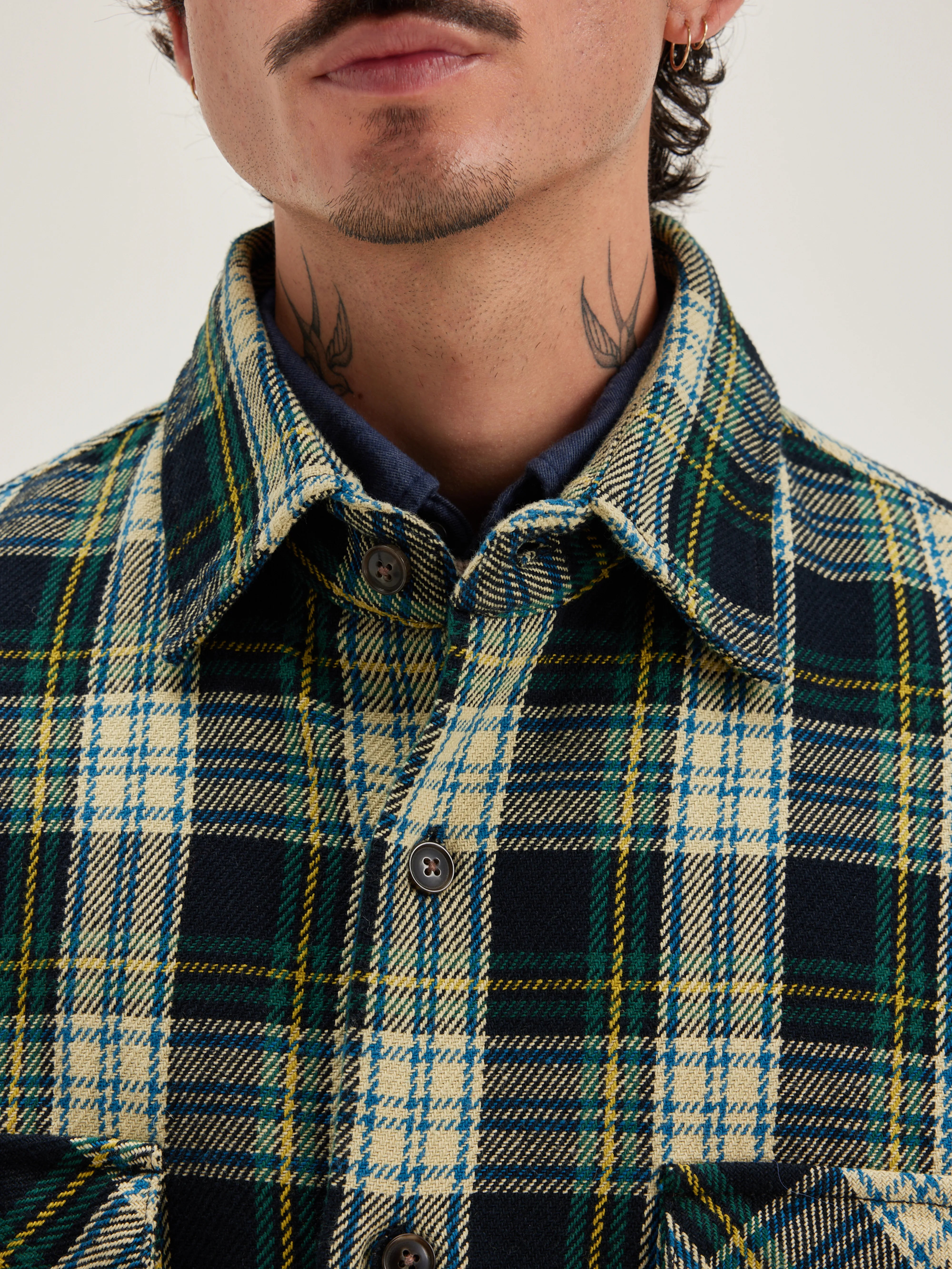 Grown Checked Overshirt - Deep well / Sea pine For Men | Bellerose