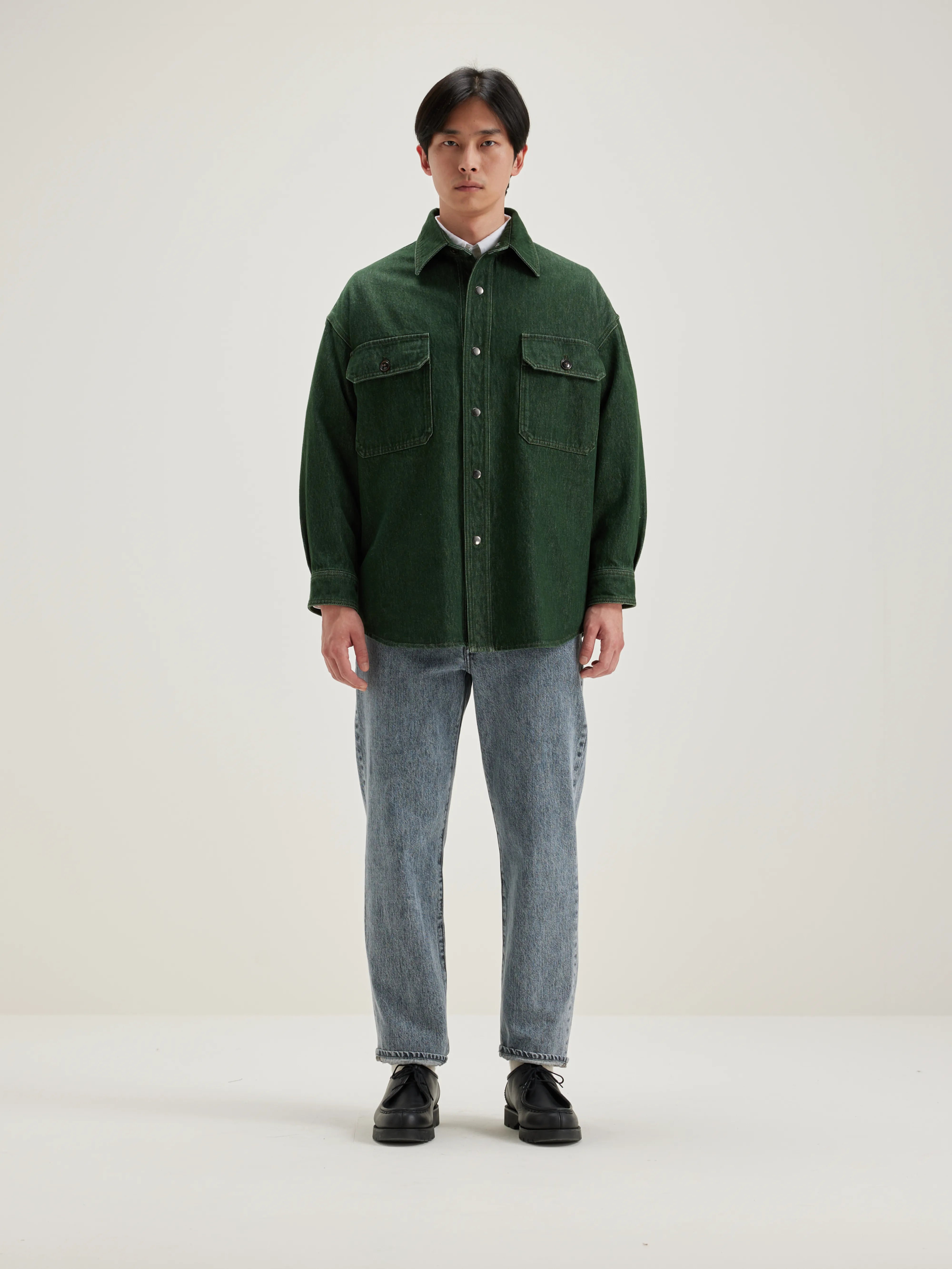 Green cotton denim overshirt for men | Bellerose