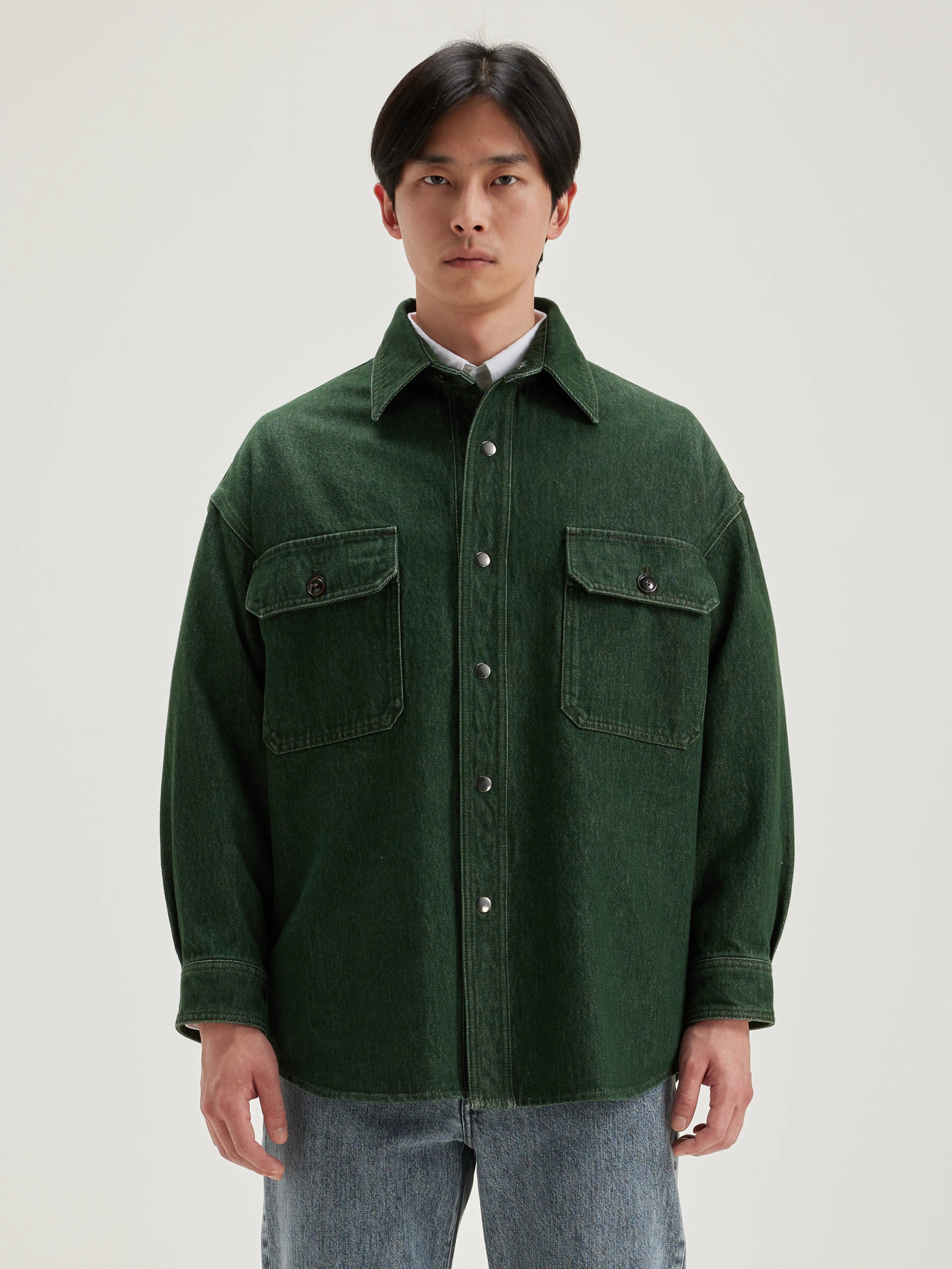 Green cotton denim overshirt for men | Bellerose