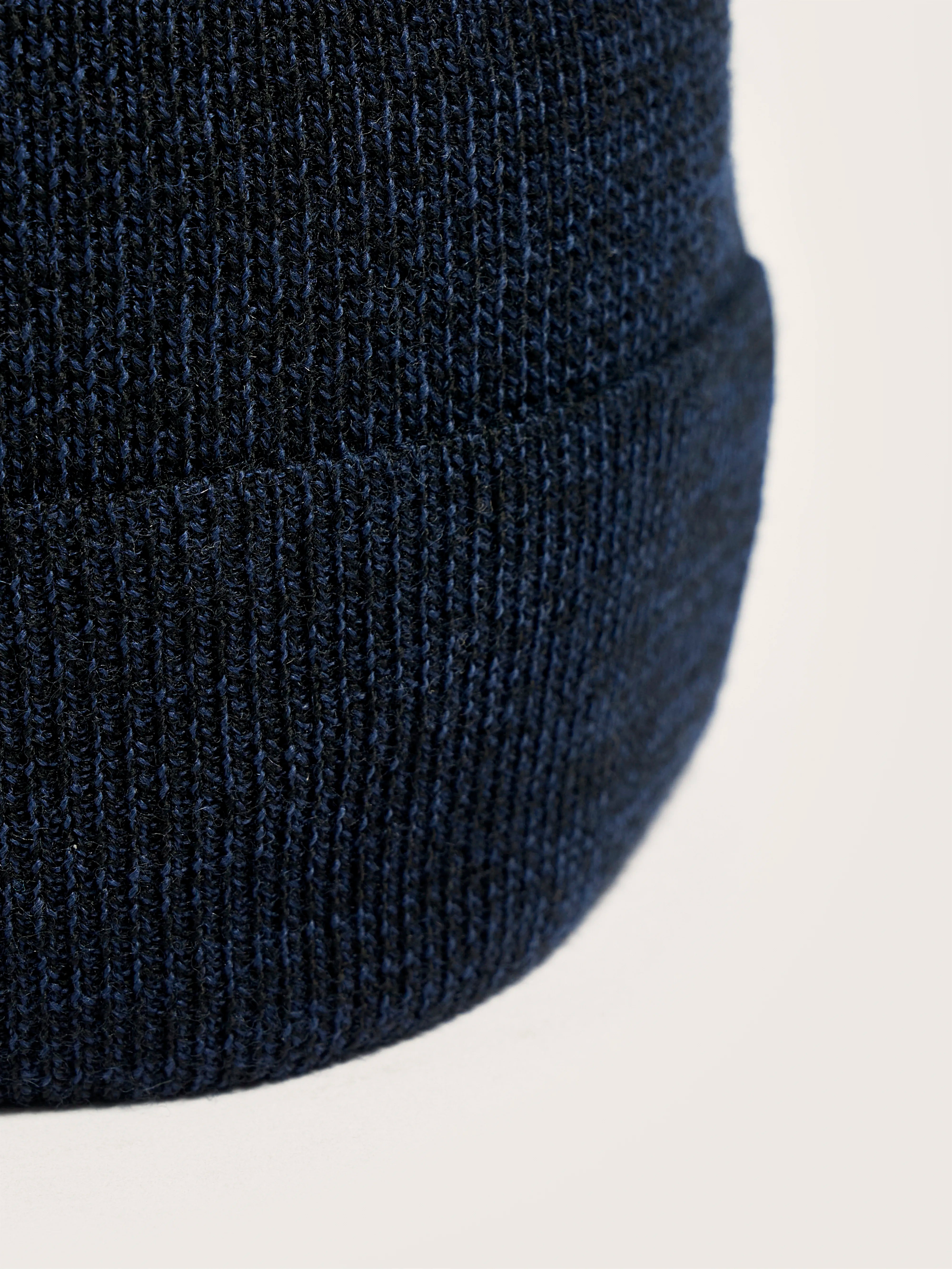 Navy wool ribbed beanie for men Bellerose