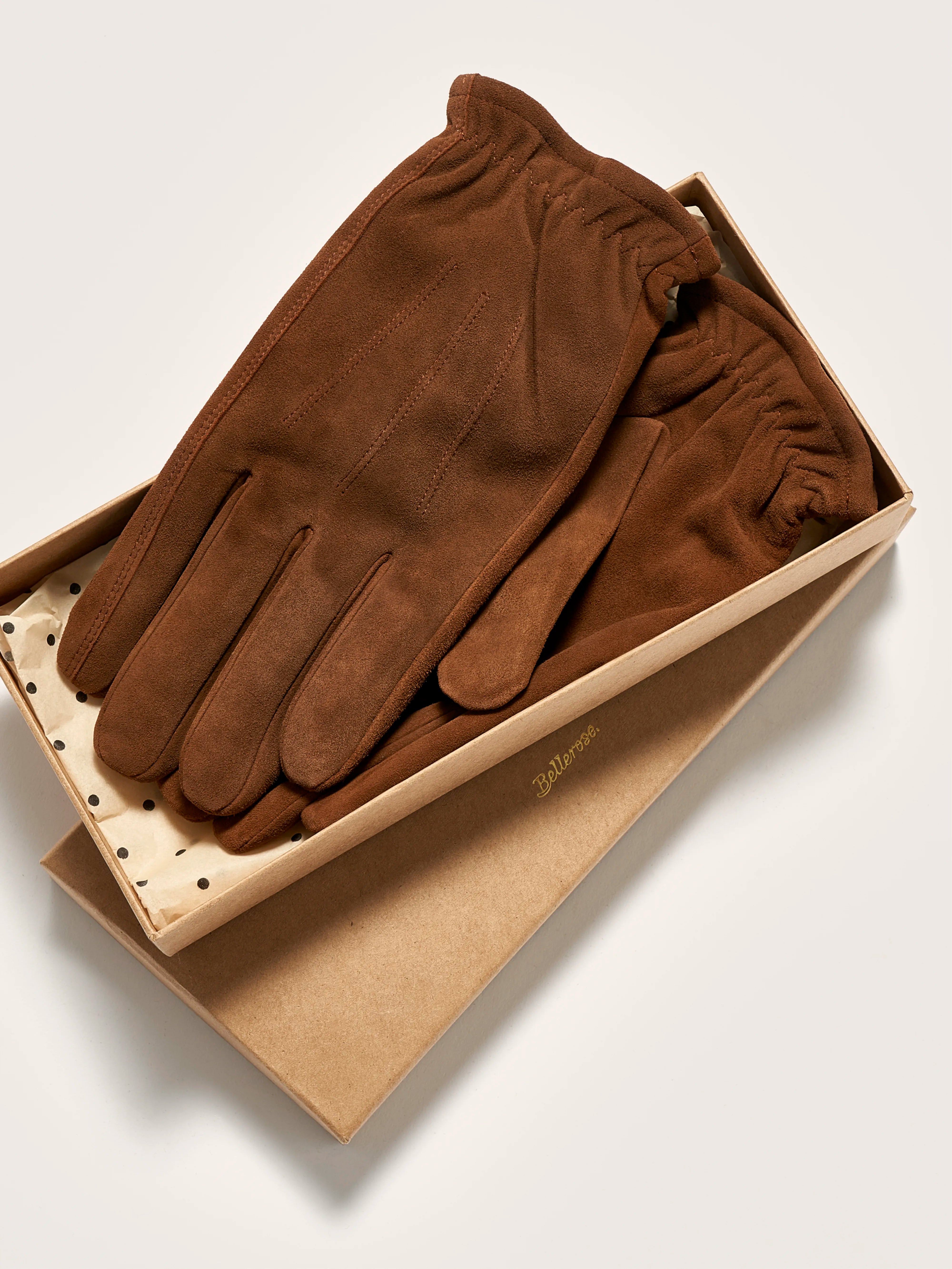 Glose Suede Leather Gloves - Mahogany For Men | Bellerose