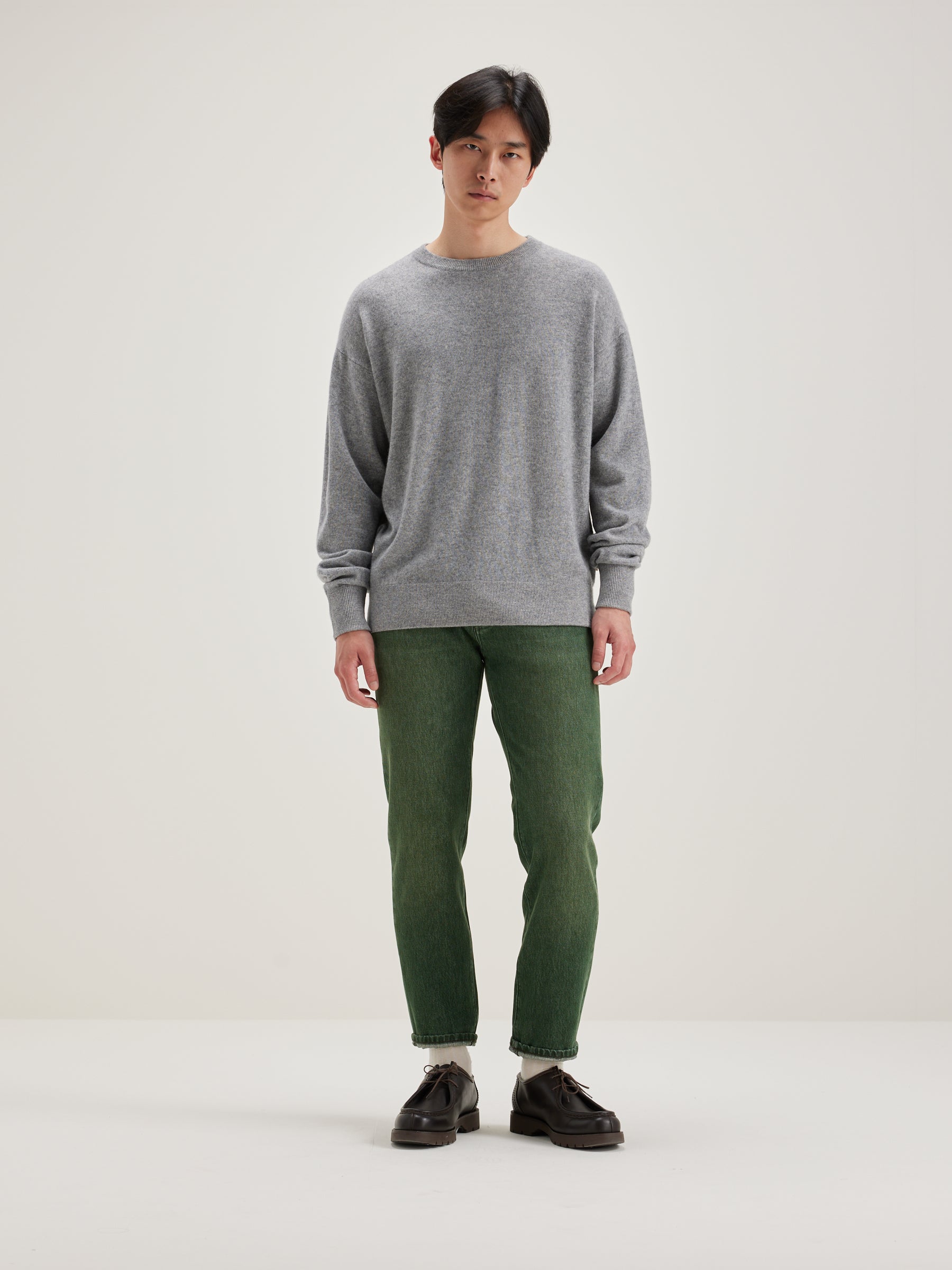 Slamy Crew-neck Sweater - Heather grey For Men | Bellerose