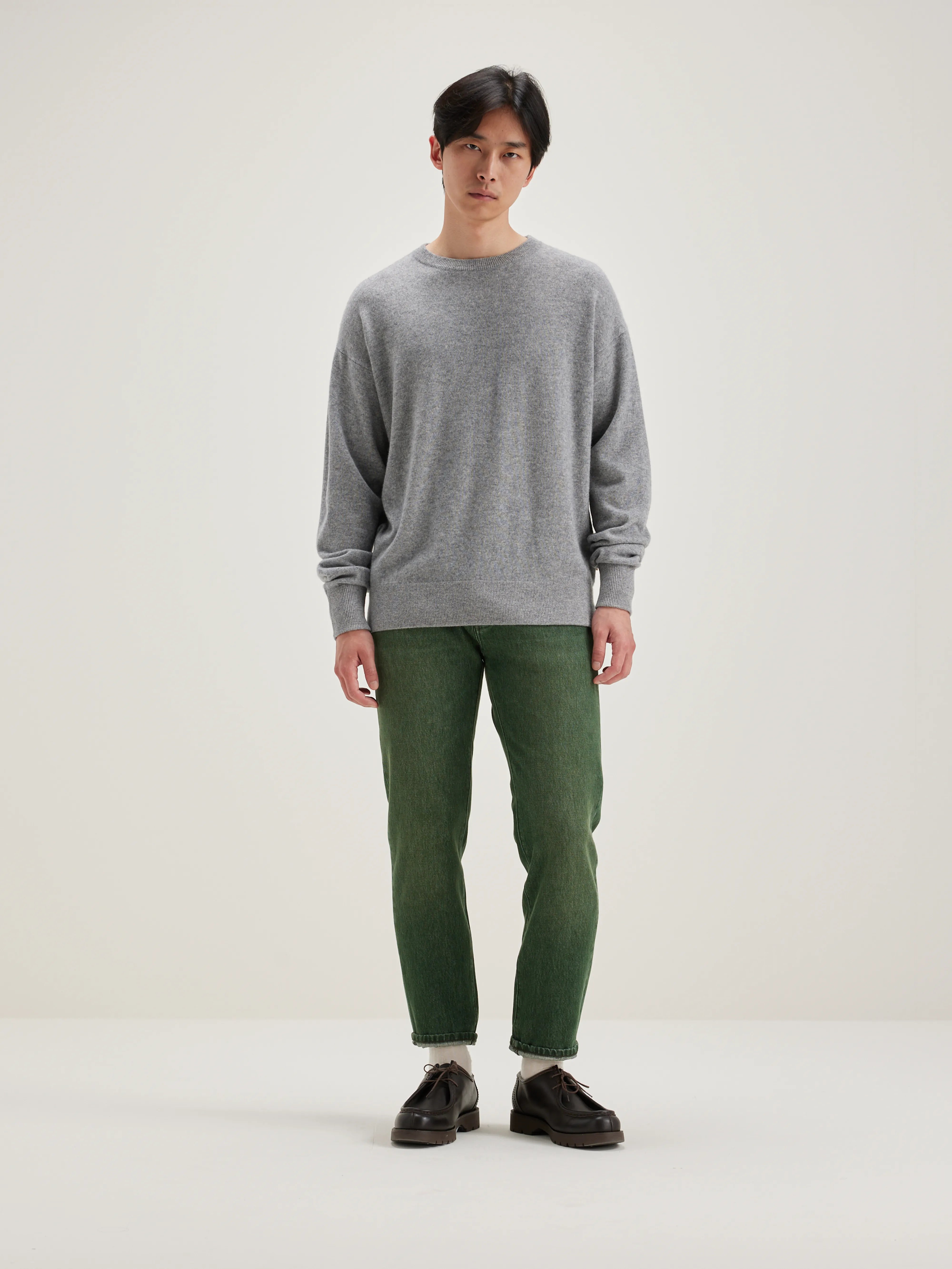 Pull Col Rond Slamy - Heather grey Pour Homme | Bellerose