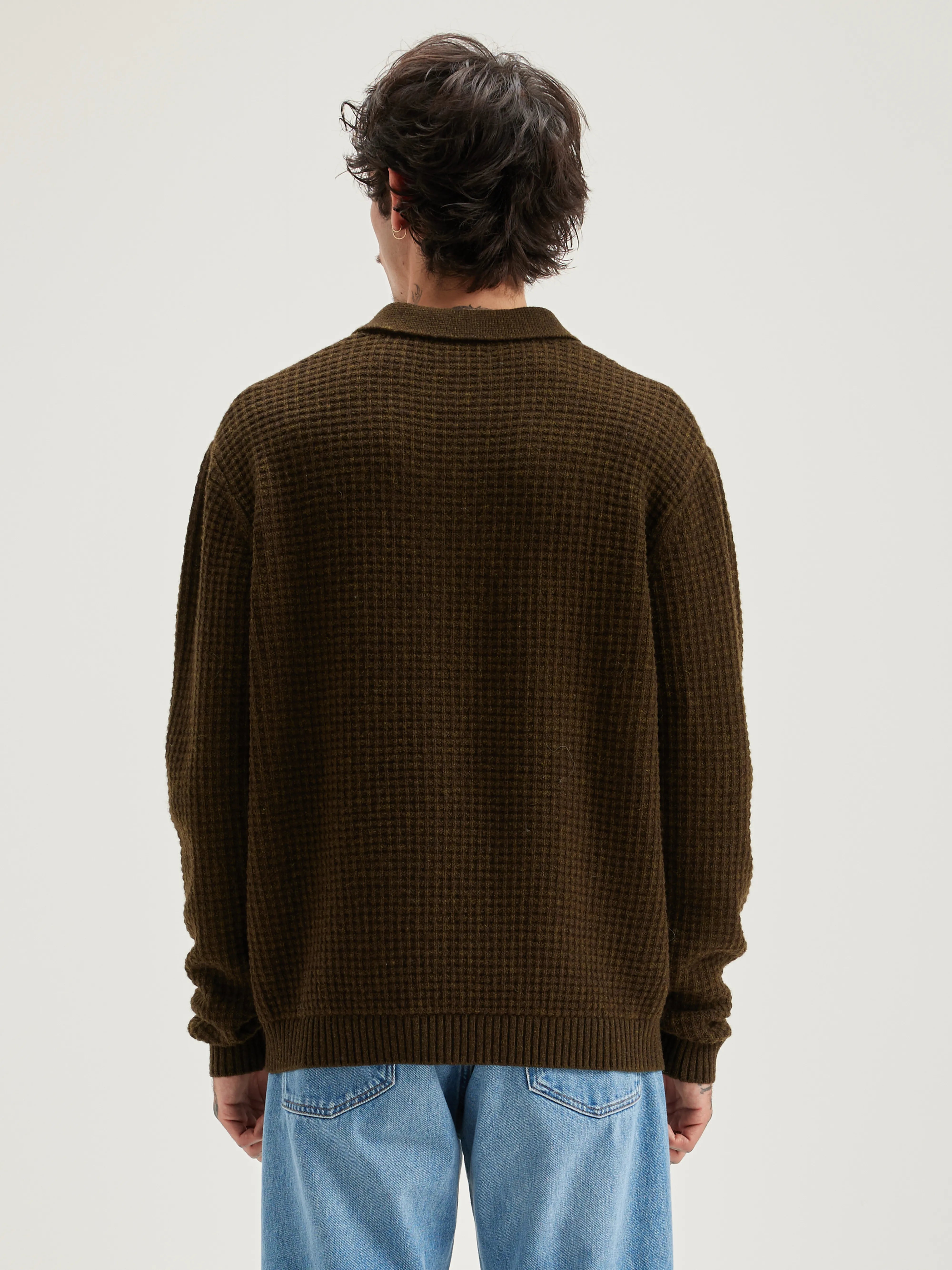 Pull Style Polo Allos - Olive Pour Homme | Bellerose