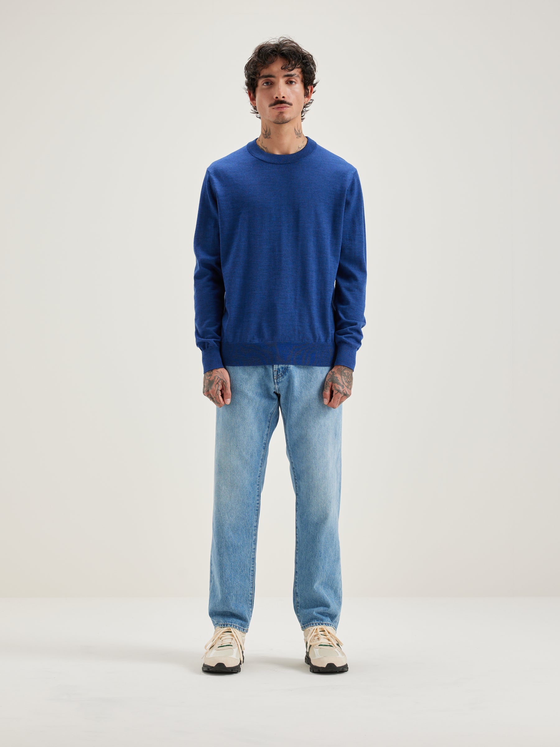 Dilliv Crew-neck Sweater - Blue mix For Men | Bellerose