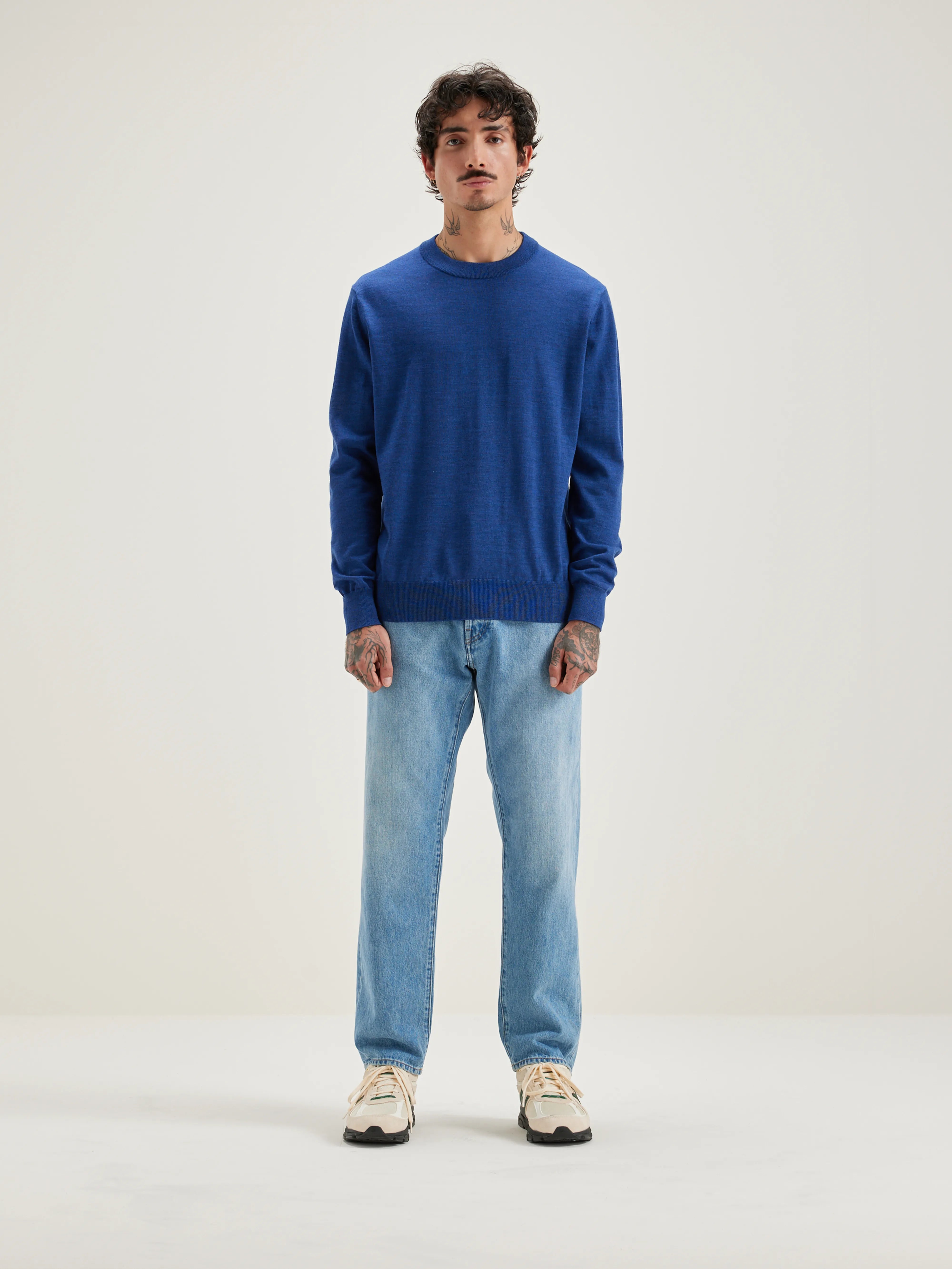 Pull Col Rond Dilliv - Blue mix Pour Homme | Bellerose