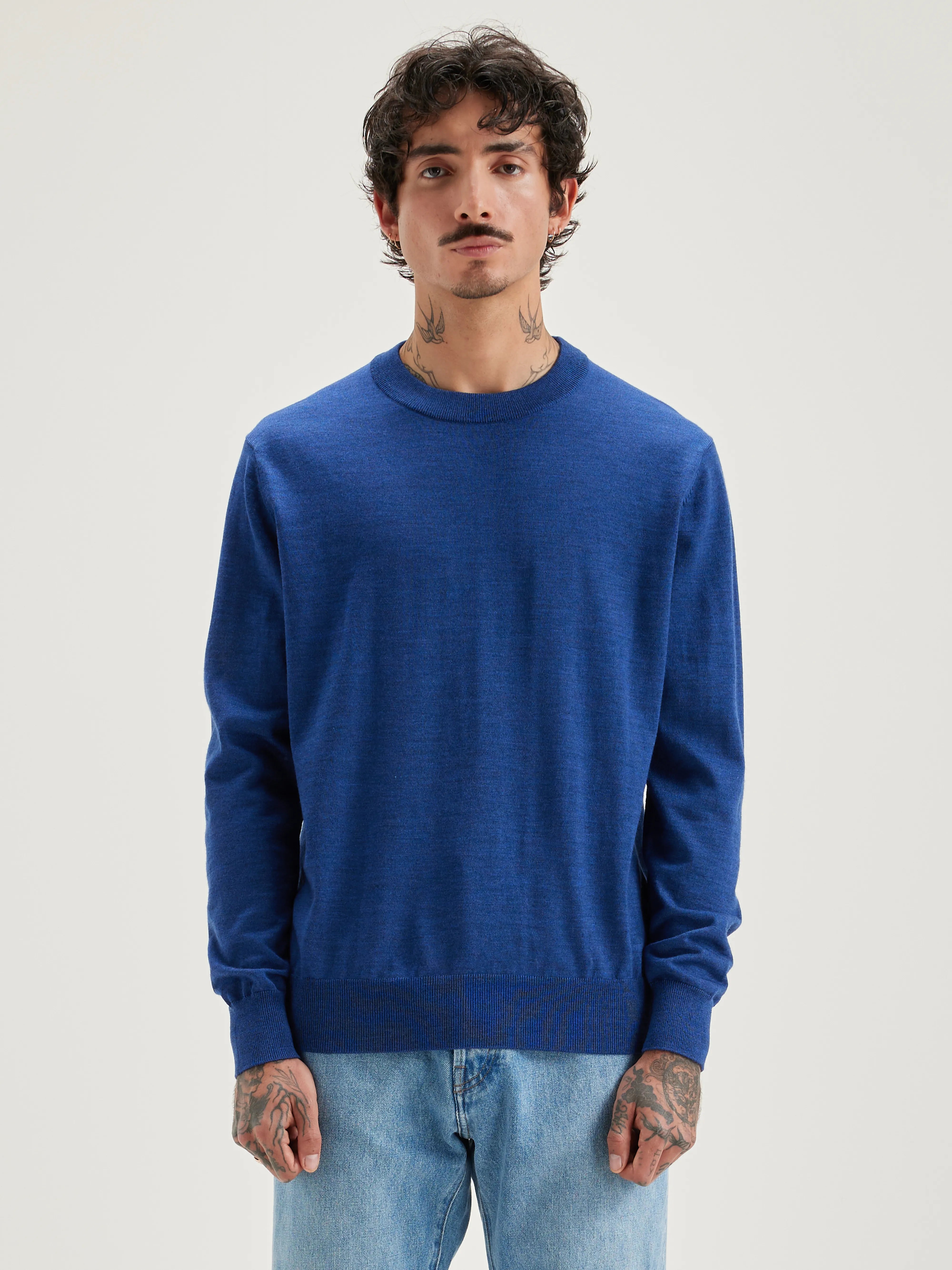 Pull Col Rond Dilliv - Blue mix Pour Homme | Bellerose