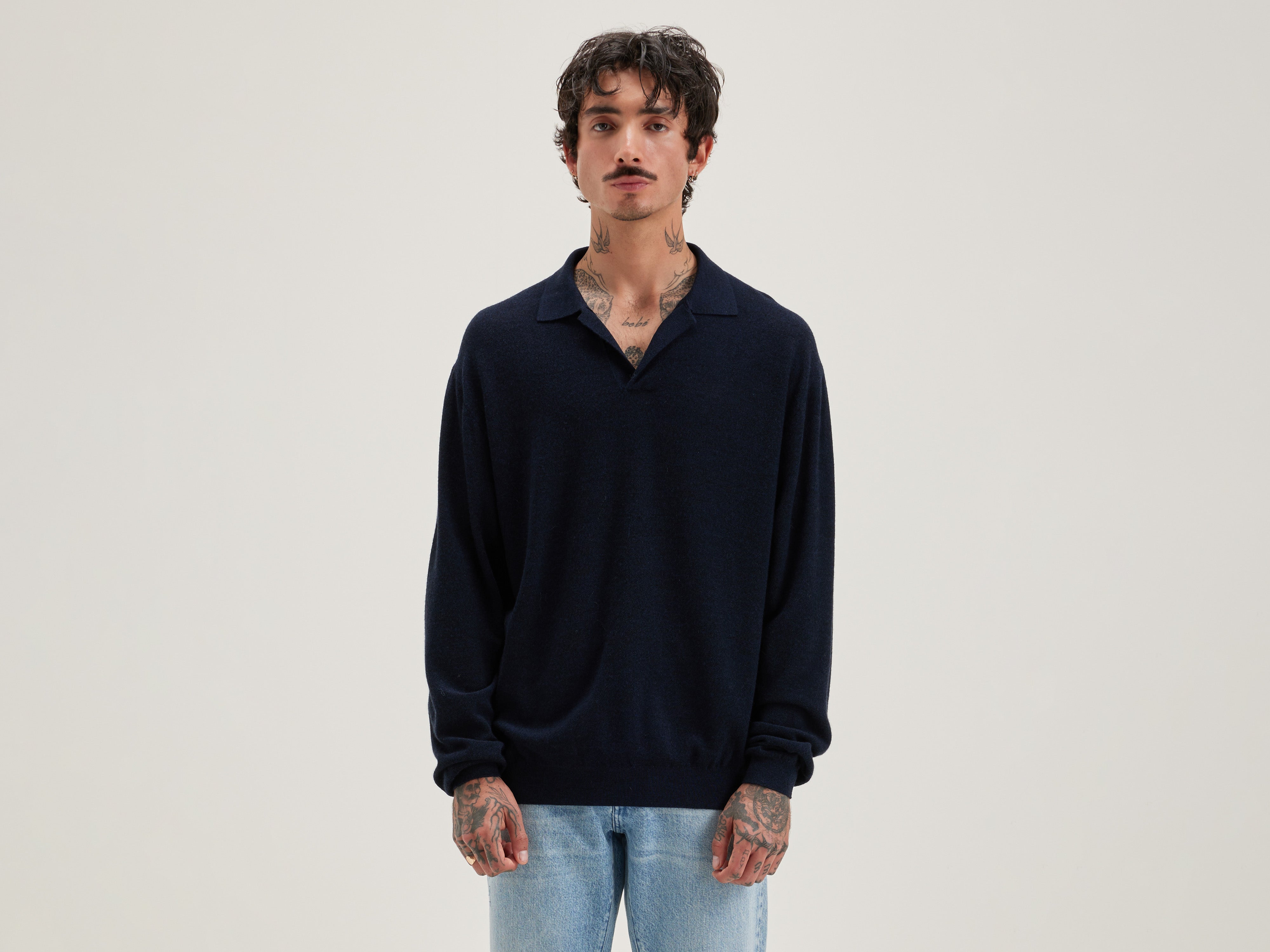 Alot polo-style sweater (242 / M / BLUE NIGHTS)