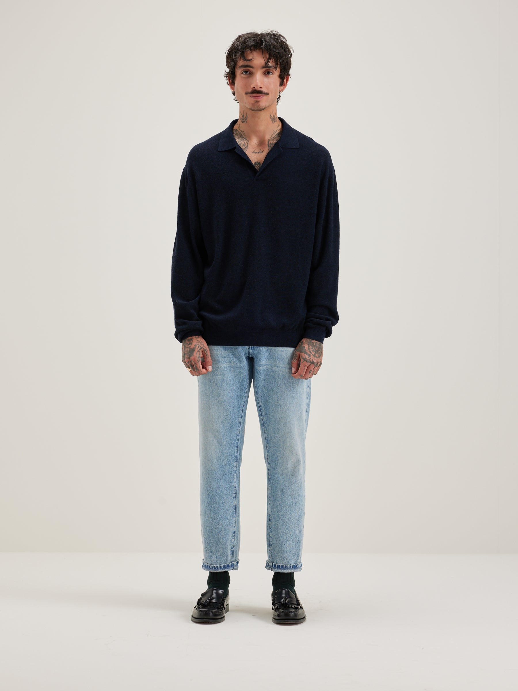 Alot polo-style sweater (242 / M / BLUE NIGHTS)