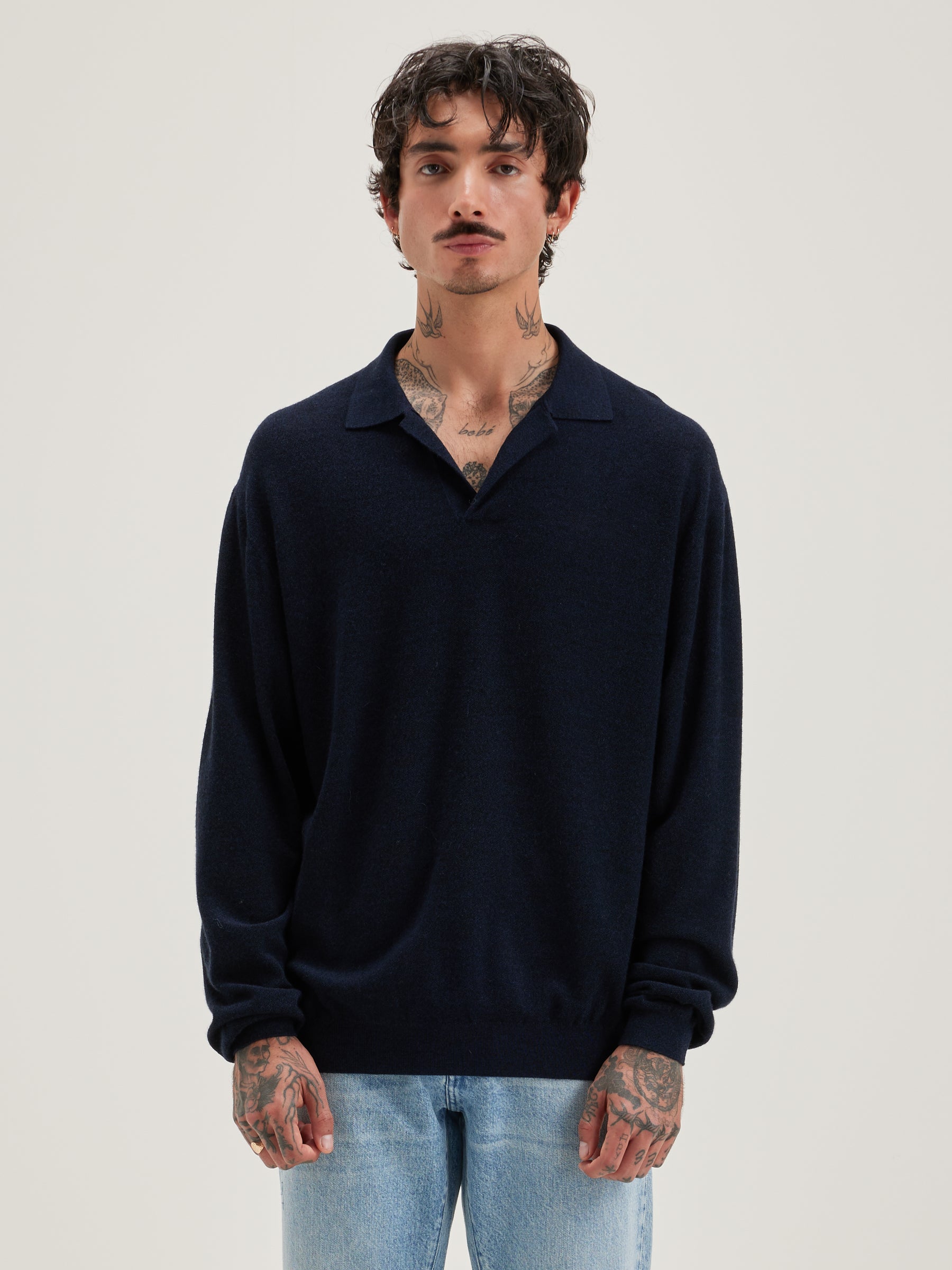 Alot polo-style sweater (242 / M / BLUE NIGHTS)