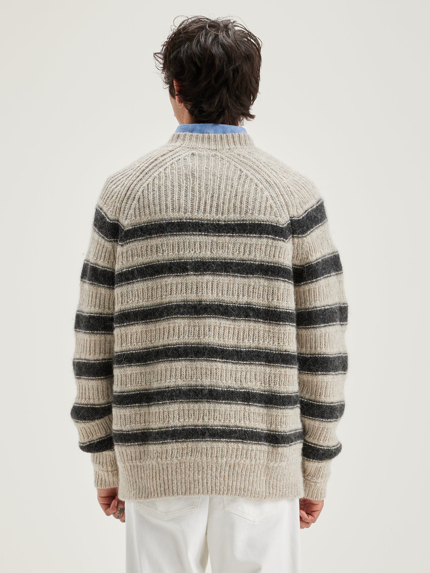 Pull Col Rond Lidon - Oatmeal / Off black Pour Homme | Bellerose