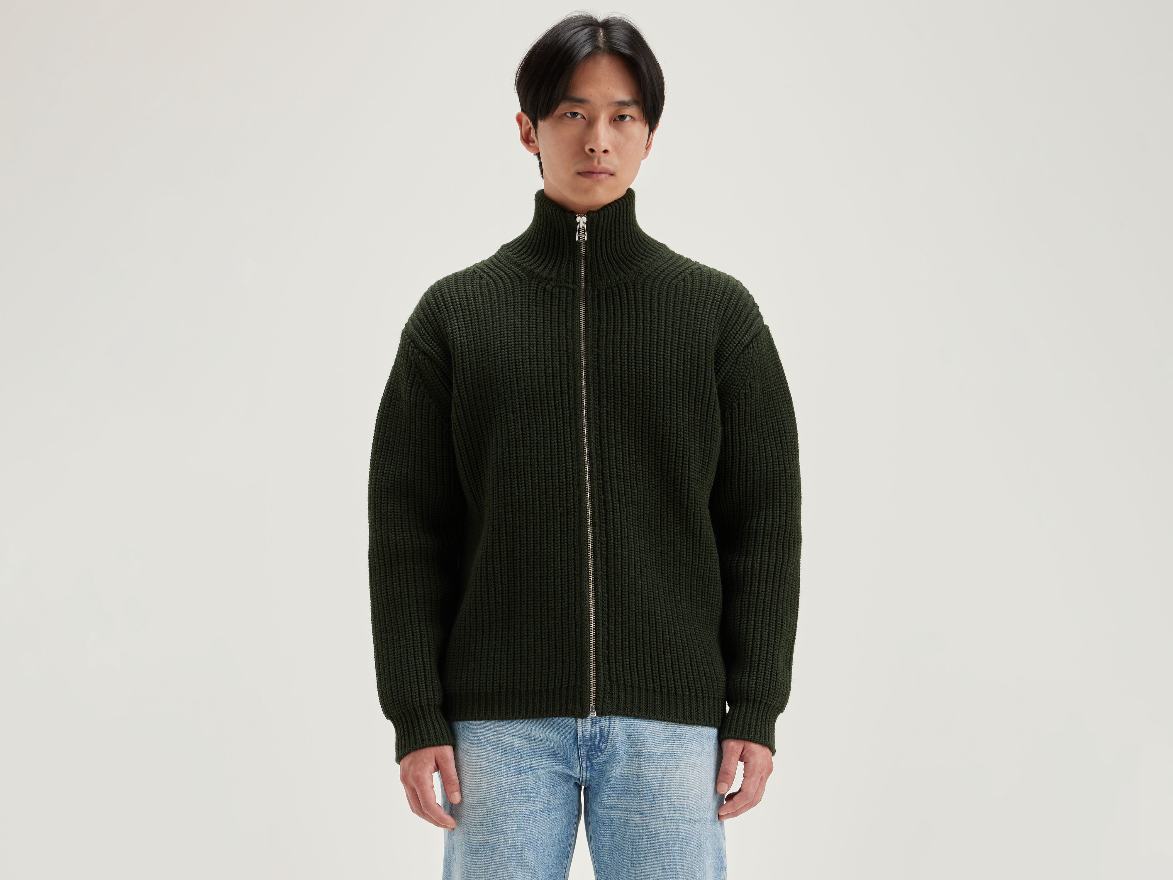 Allip zip-up cardigan (242 / M / DARK OLIVE)