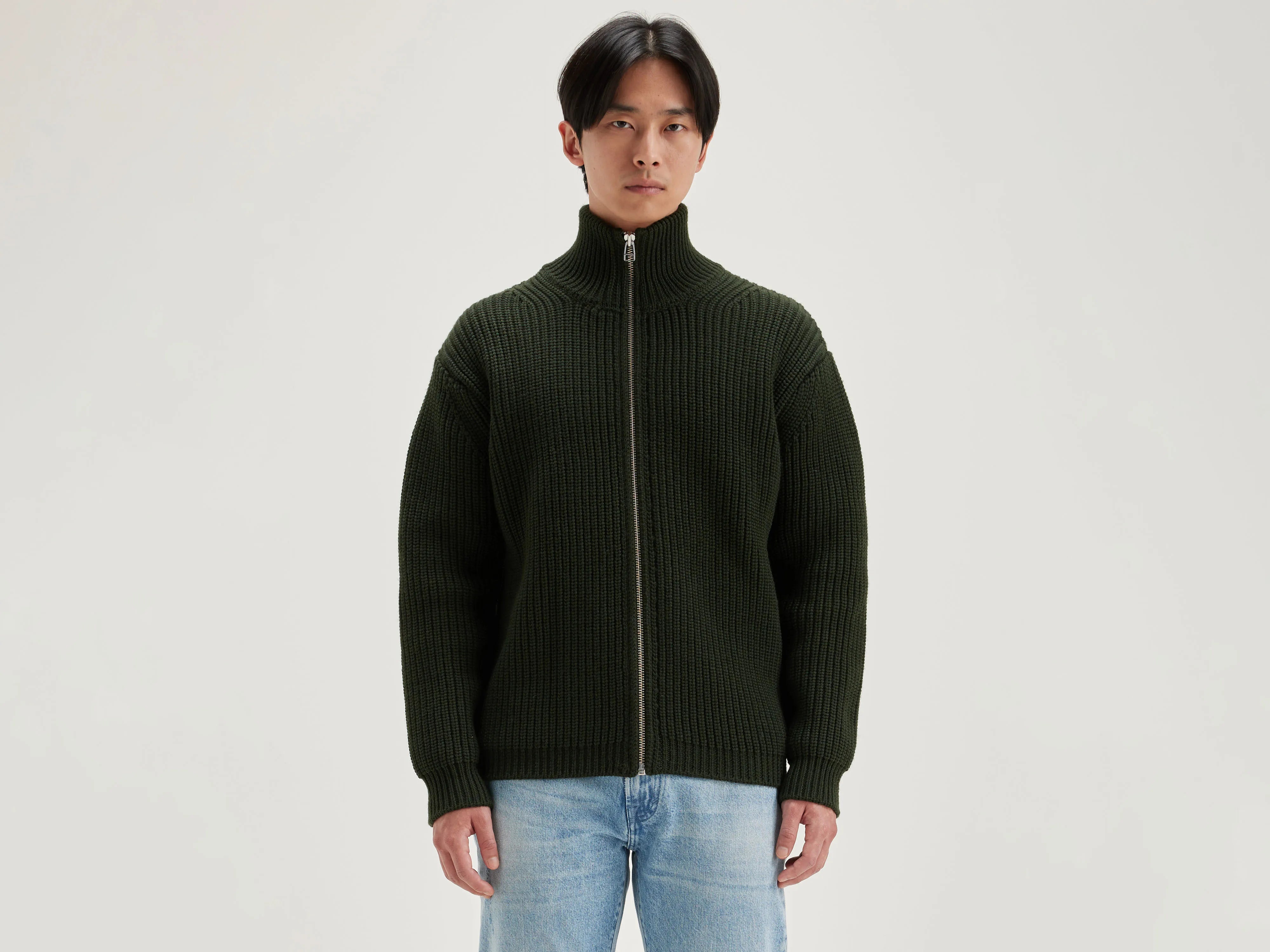 Cardigan Zippé Allip - Dark olive Pour Homme | Bellerose