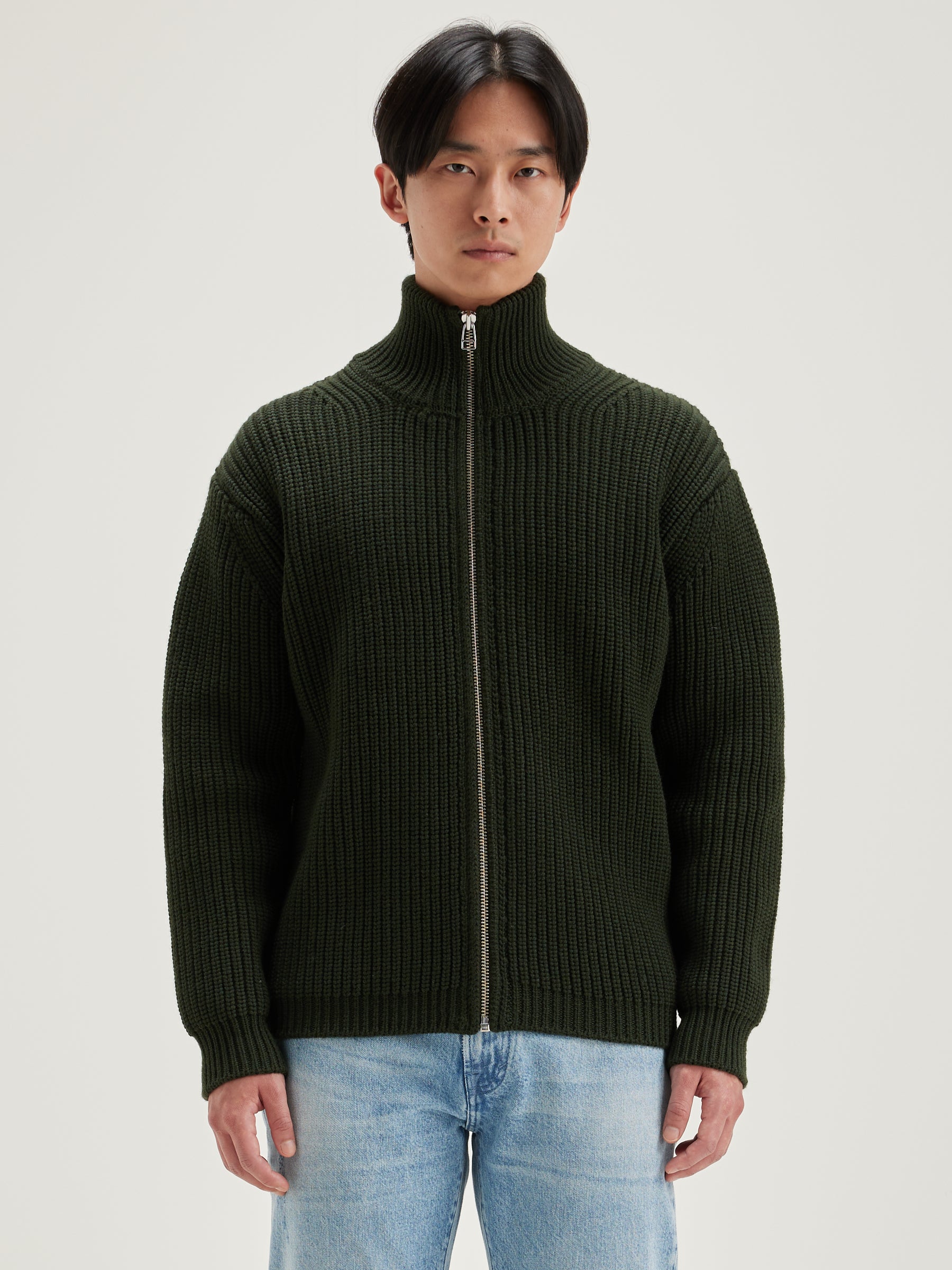 Allip zip-up cardigan (242 / M / DARK OLIVE)